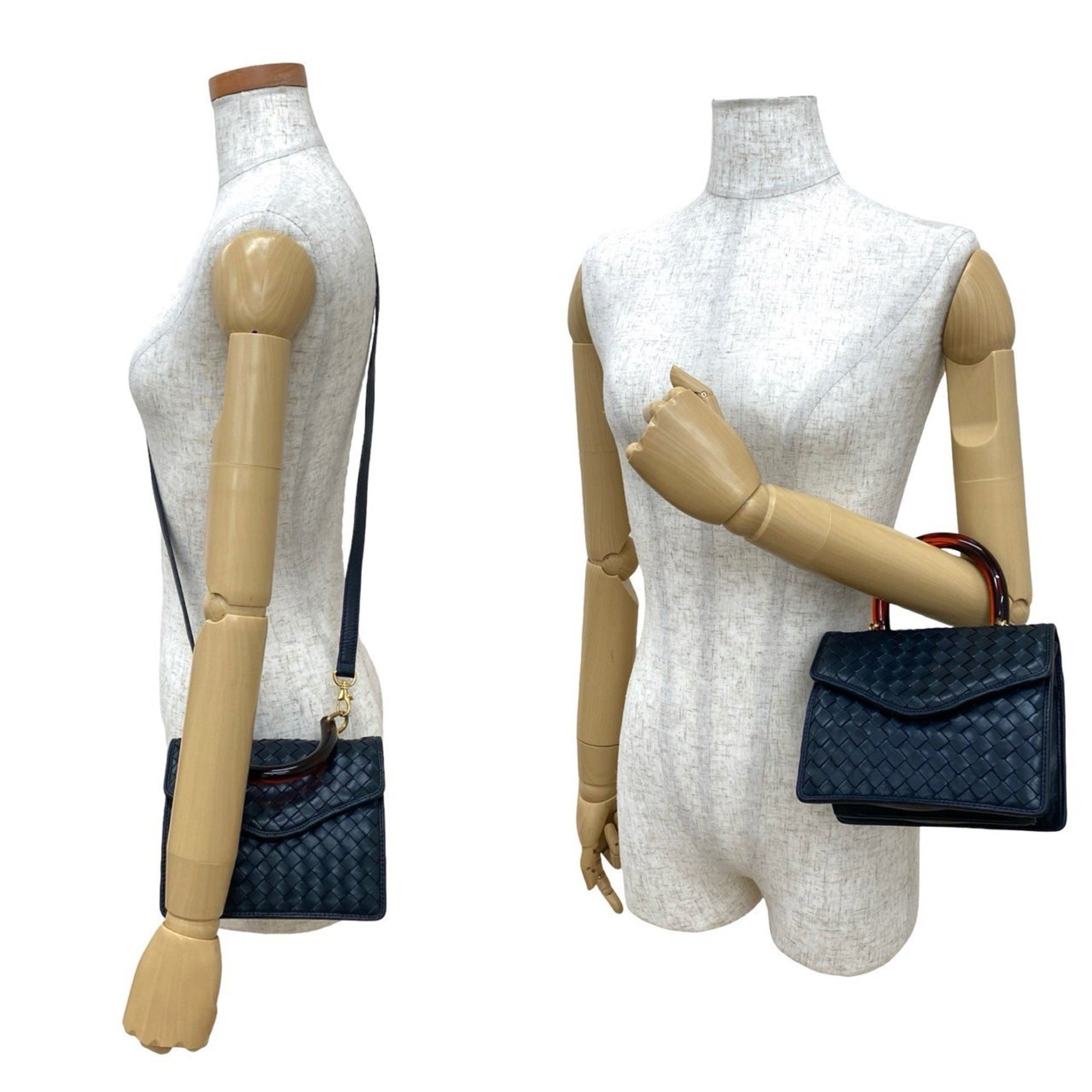 BOTTEGA VENETA Intrecciato Leather and Plastic Handbag/Shoulder Bag