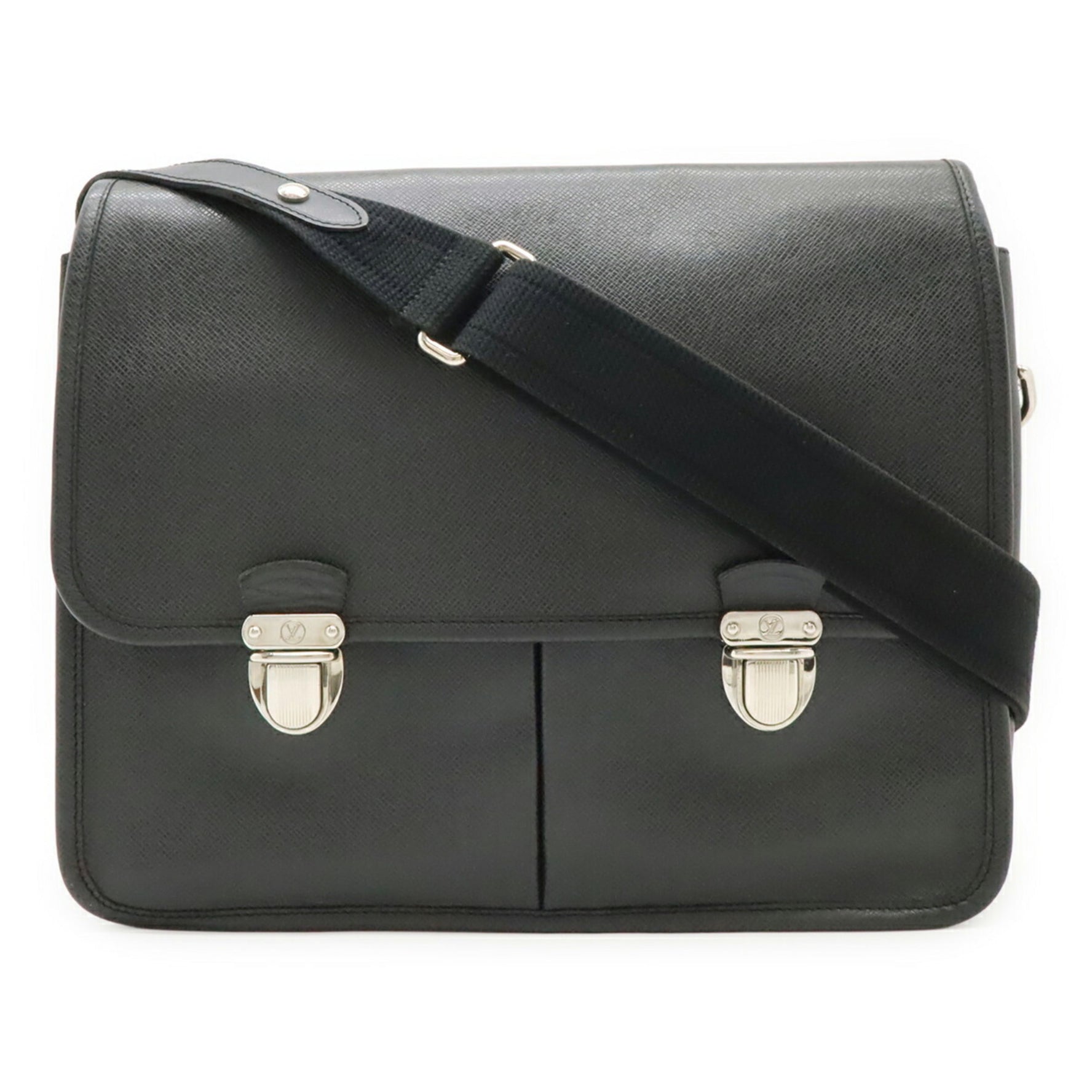 LOUIS VUITTON Taiga Alexei Shoulder Bag, Ardoise, Black