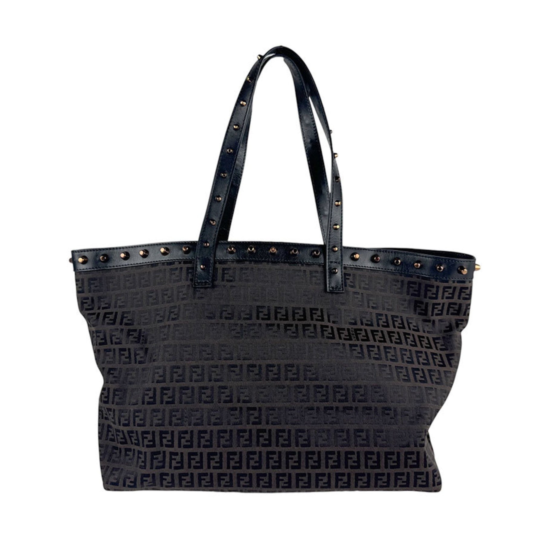 Fendi Zucchino Handbag in Nylon Canvas and Leather, Black Brown, for Men Women, z6520