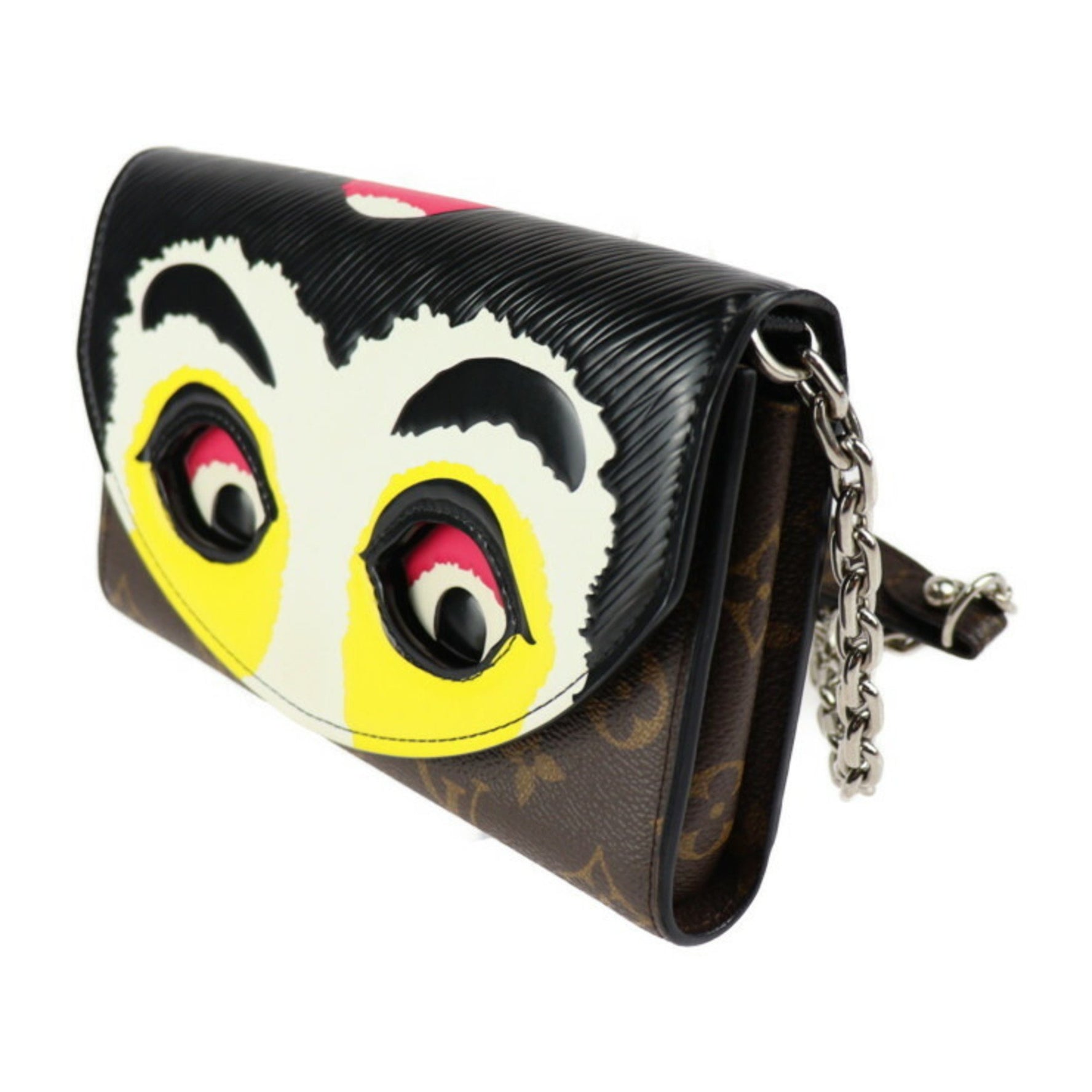 Louis Vuitton Portefeuille Chain Kansai Yamamoto Collaboration Shoulder Bag Monogram Canvas Leather Brown Multicolor Silver Hardware Kabuki Wallet Long