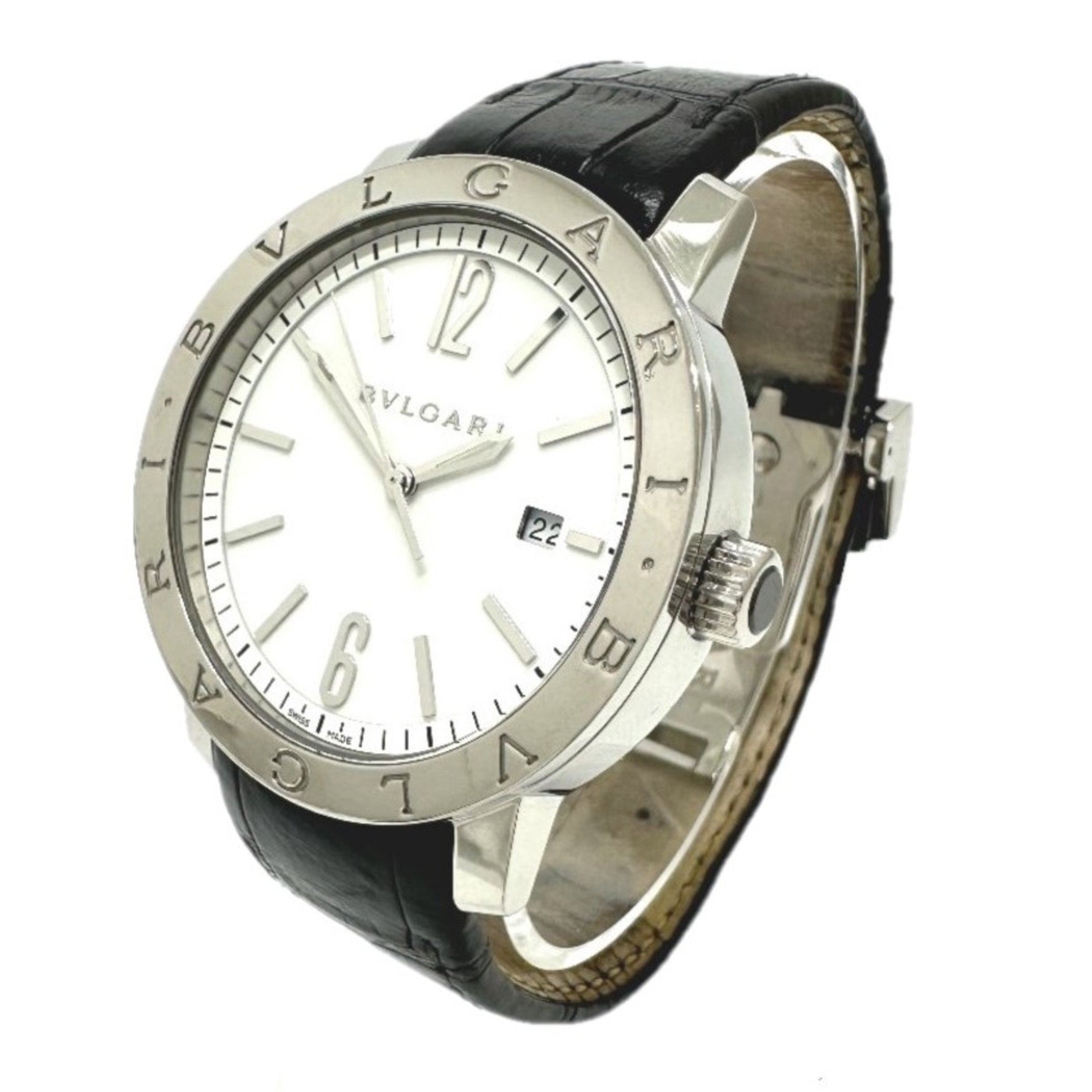 Bvlgari BB41WSLD Automatic date Wristwatch Silver Black belt