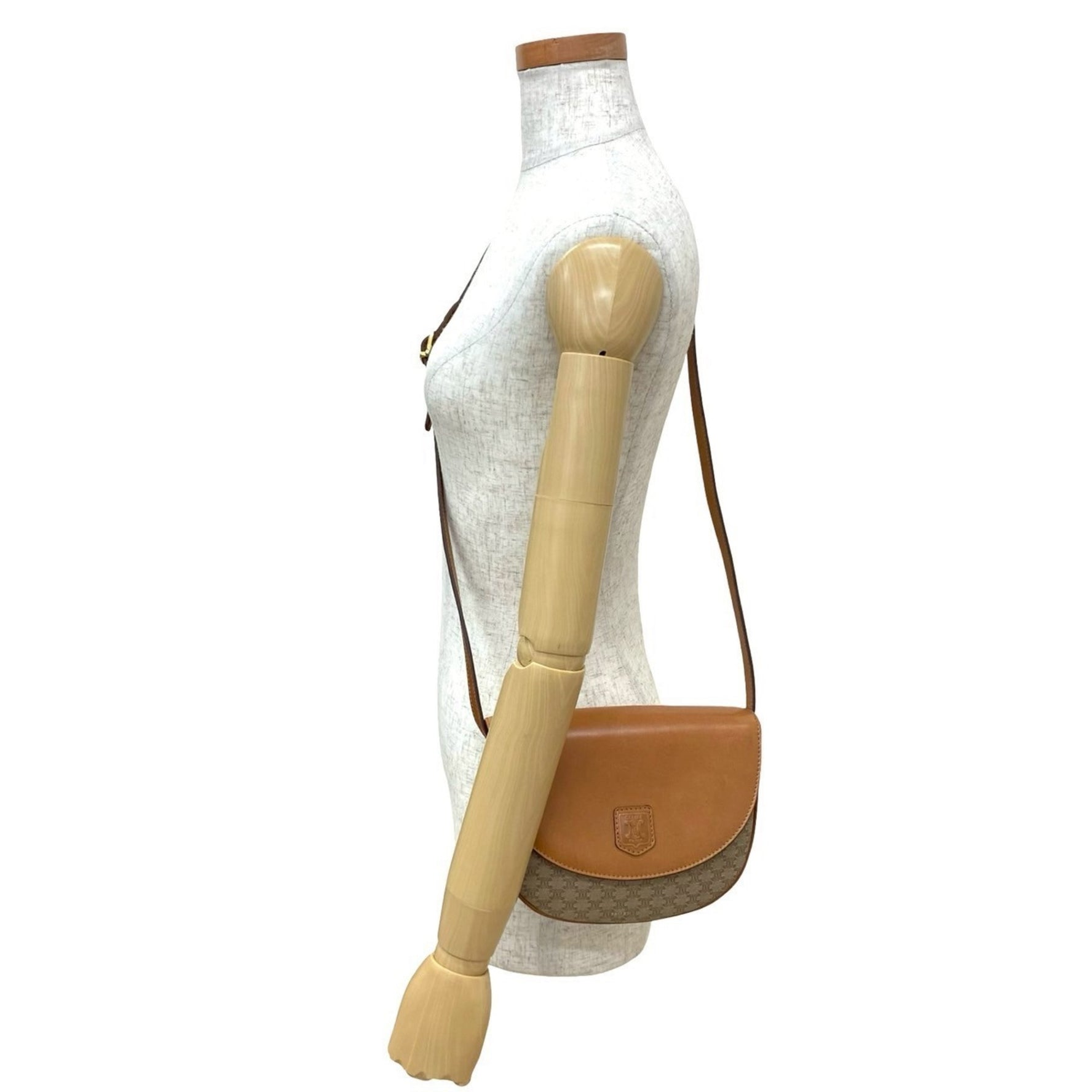 CELINE Macadam Blason Triomphe Leather Mini Shoulder Bag/Pochette