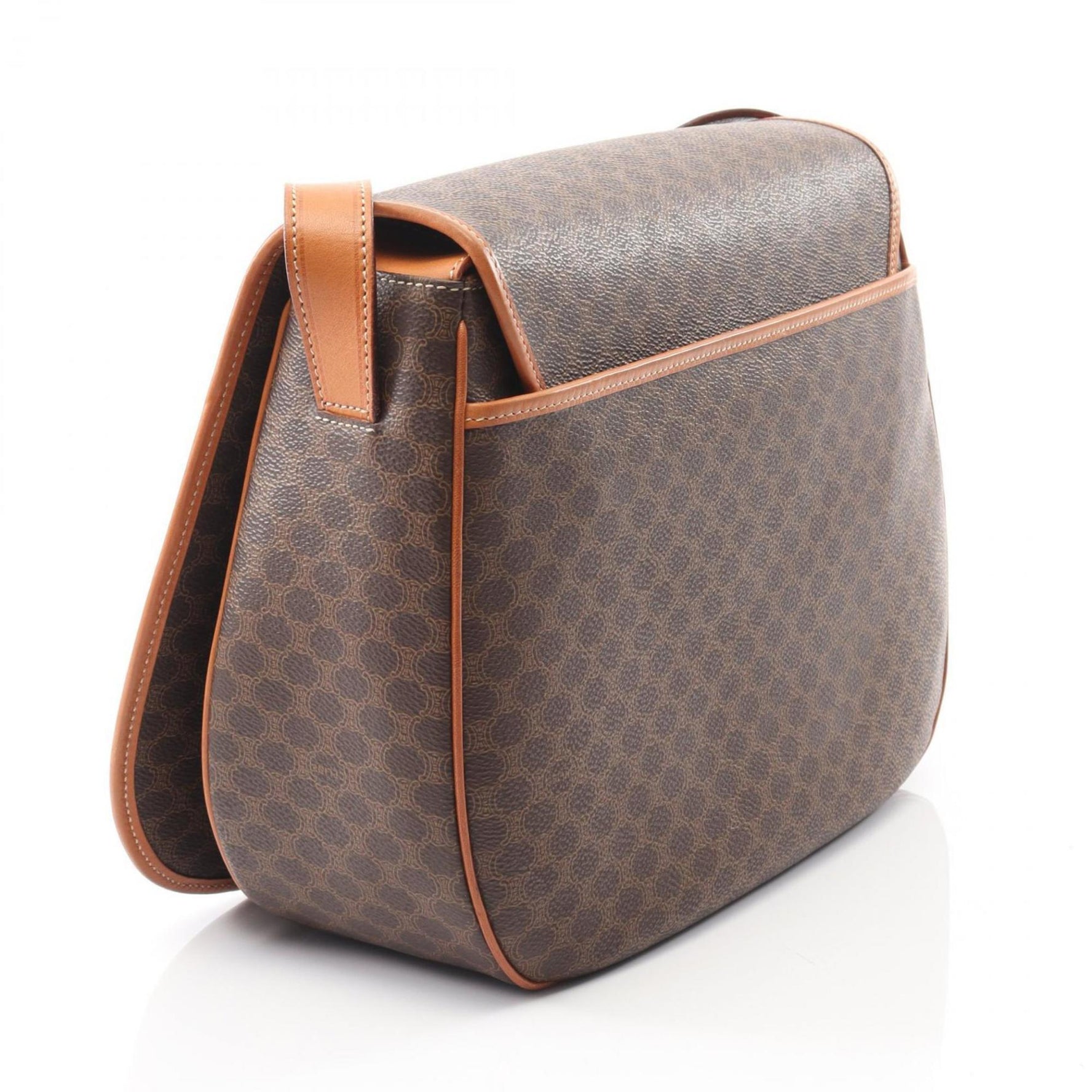 Celine Macadam Shoulder Bag, Coated Canvas and Leather, Brown Beige