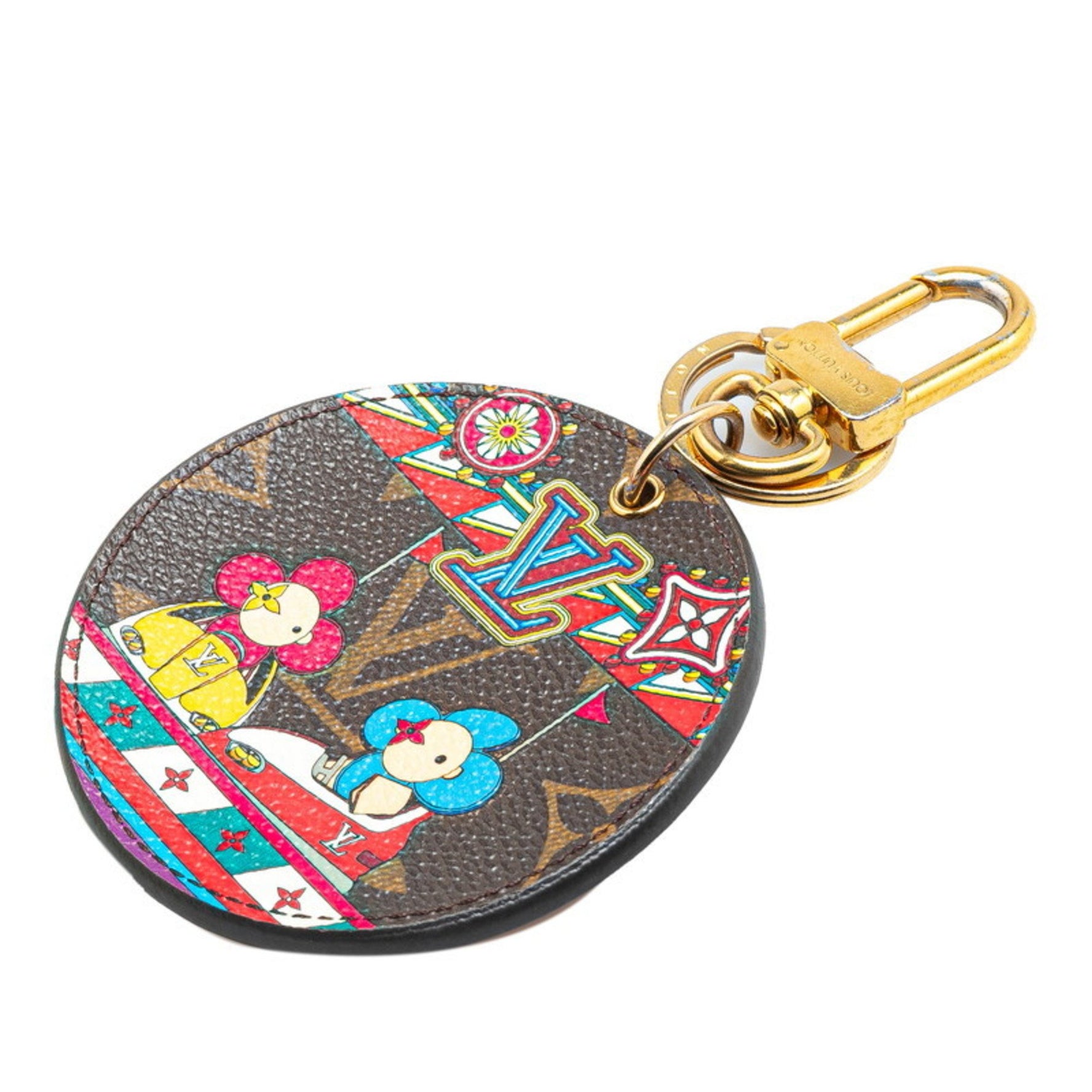 Louis Vuitton Monogram Porte-Clés Illustre Vivienne Charm Brown Multicolor PVC Leather