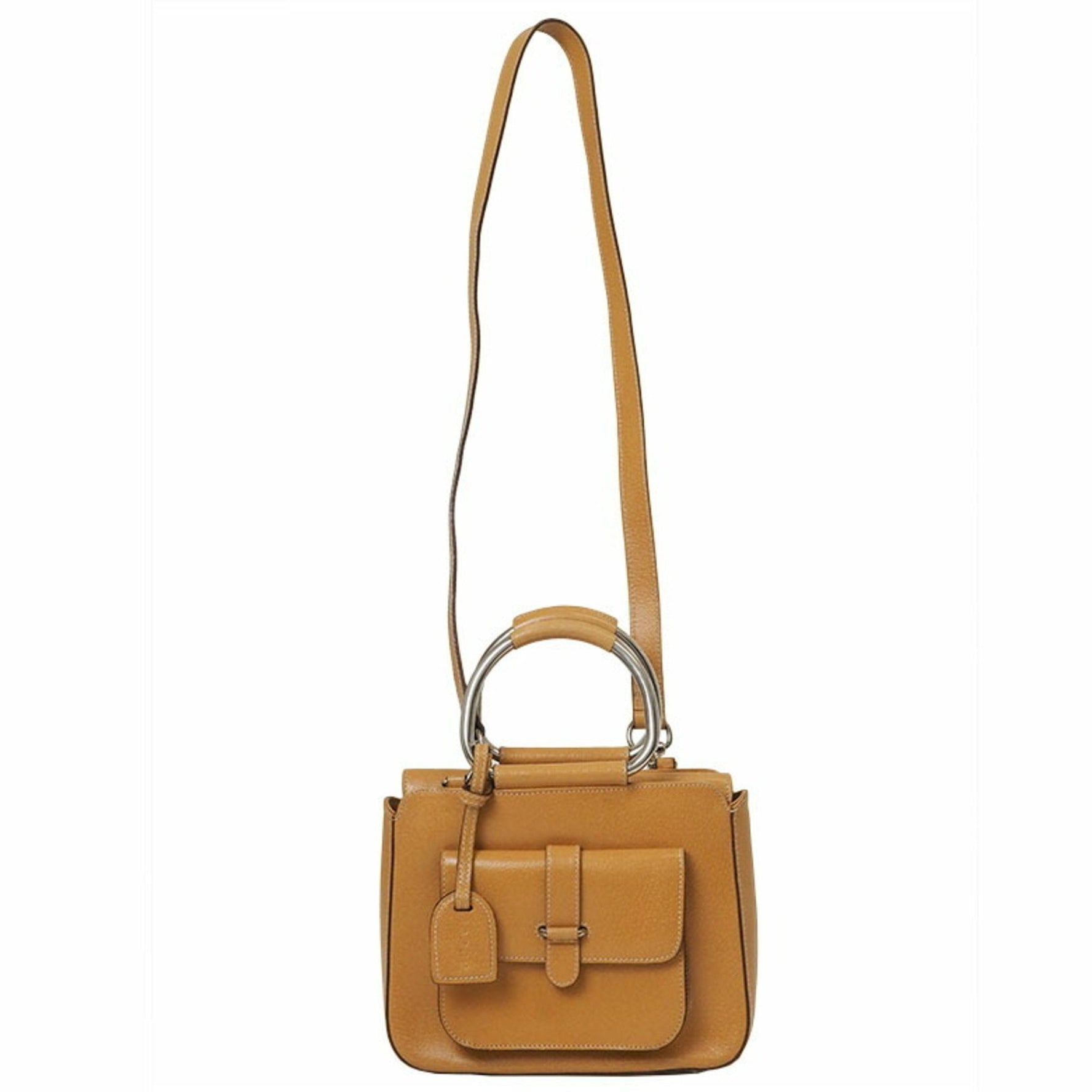 Gucci Old Hand Bag 000・2058・0308 Leather Metal Handle