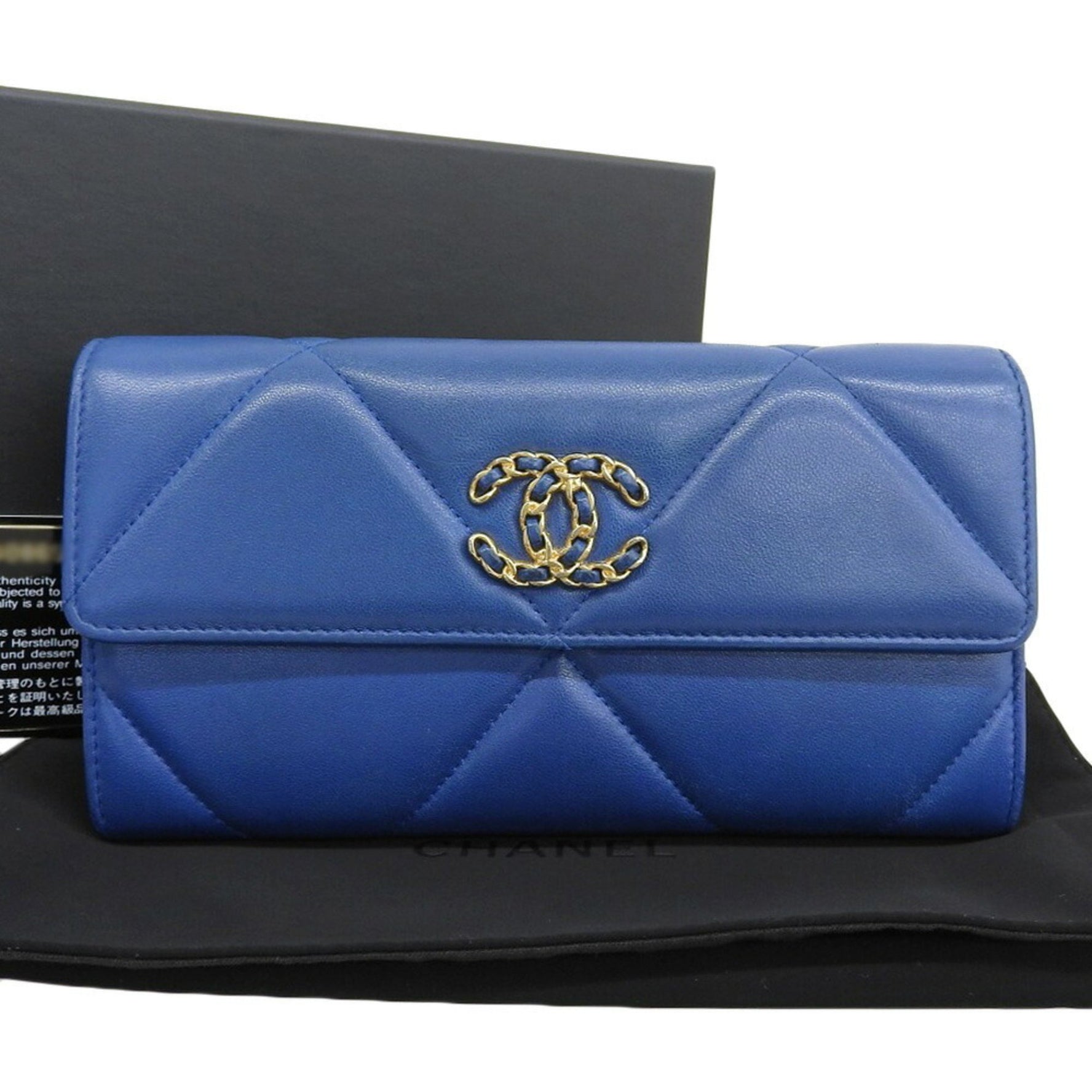 Chanel 19 Long Flap Wallet with sticker 30 series long wallet Coco mark