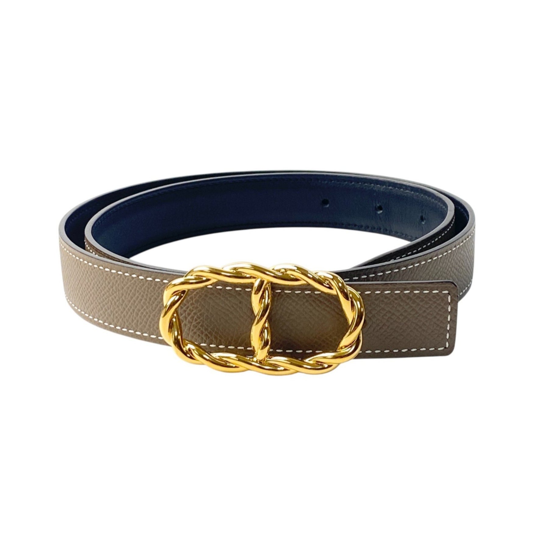 Hermes Hermès Maillon Torsades Belt with Yellow Gold Buckle, YG 75
