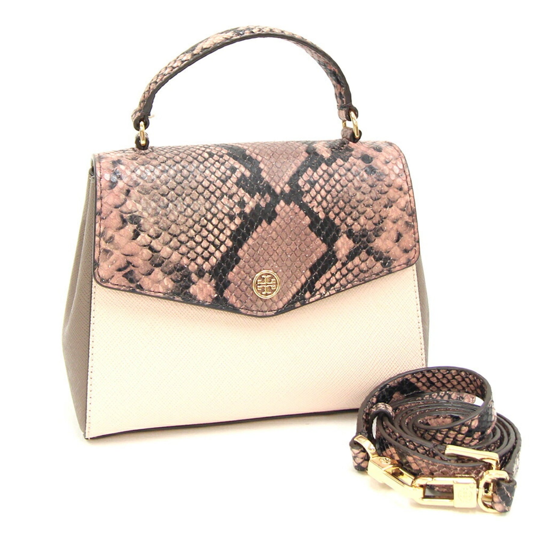 Tory Burch Robinson handbag light pink beige leather shoulder bag bicolor women's TORY BURCH
