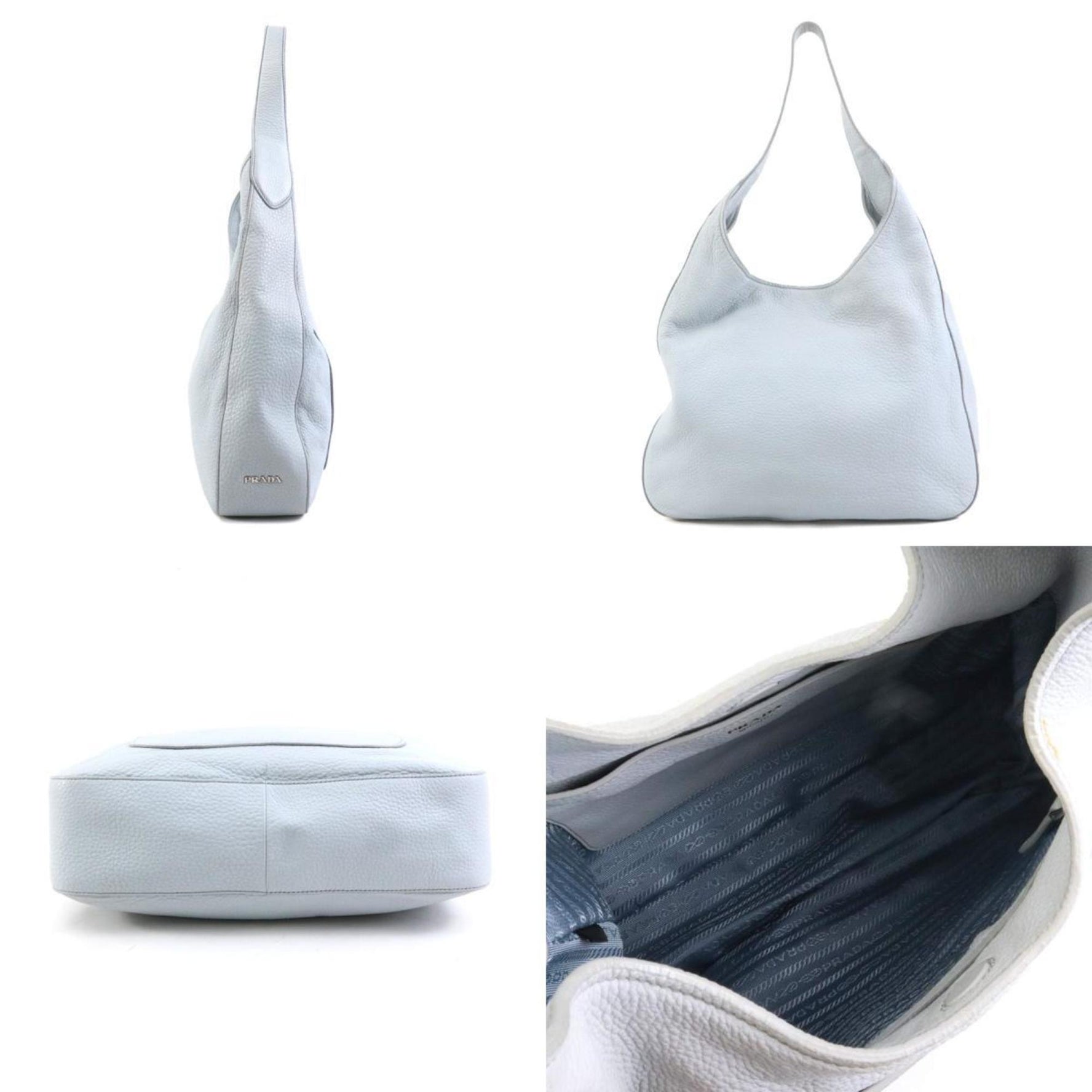 PRADA handbag leather light grey ladies 1BC013 r10378g