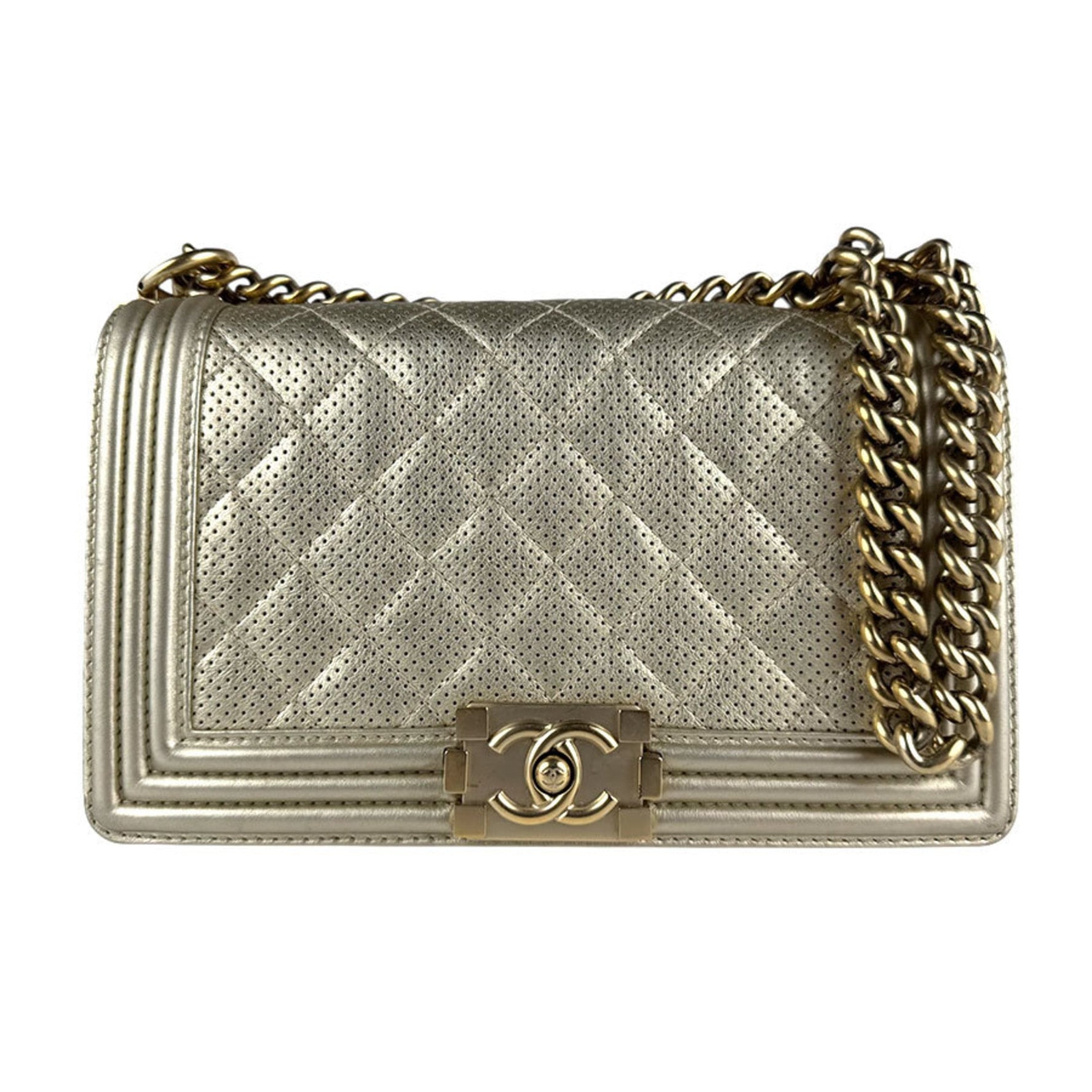 CHANEL Boy Shoulder Bag, Leather, Metal