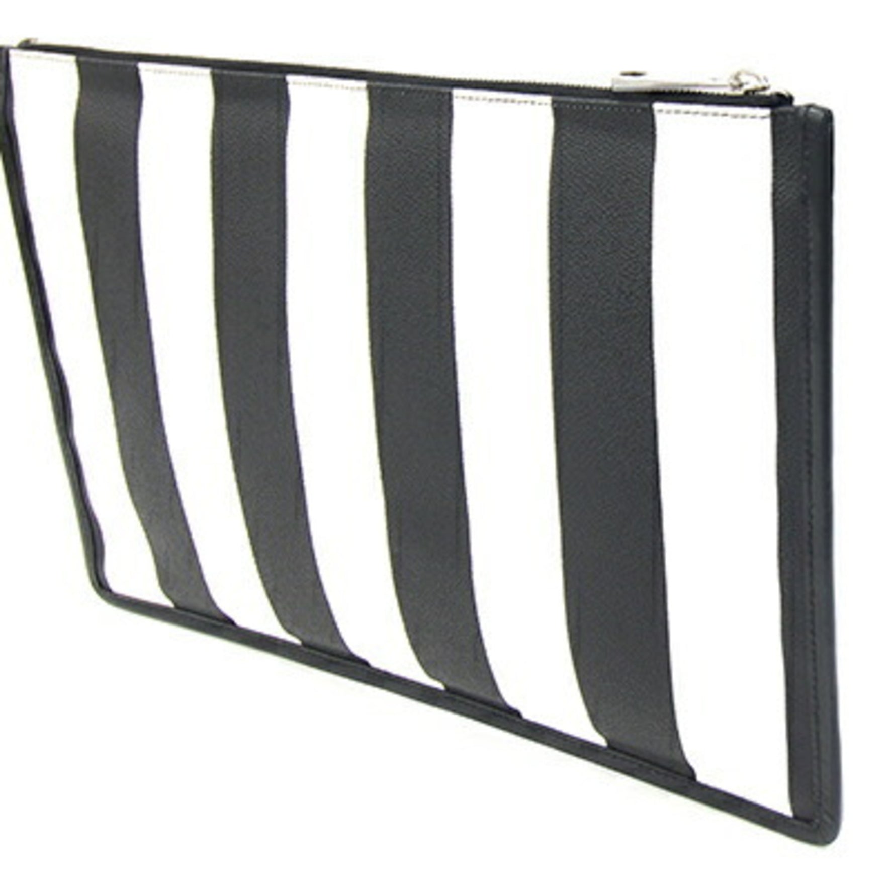 Givenchy Clutch Bag Black and White PVC Leather Flat Pouch with Studs Stripes