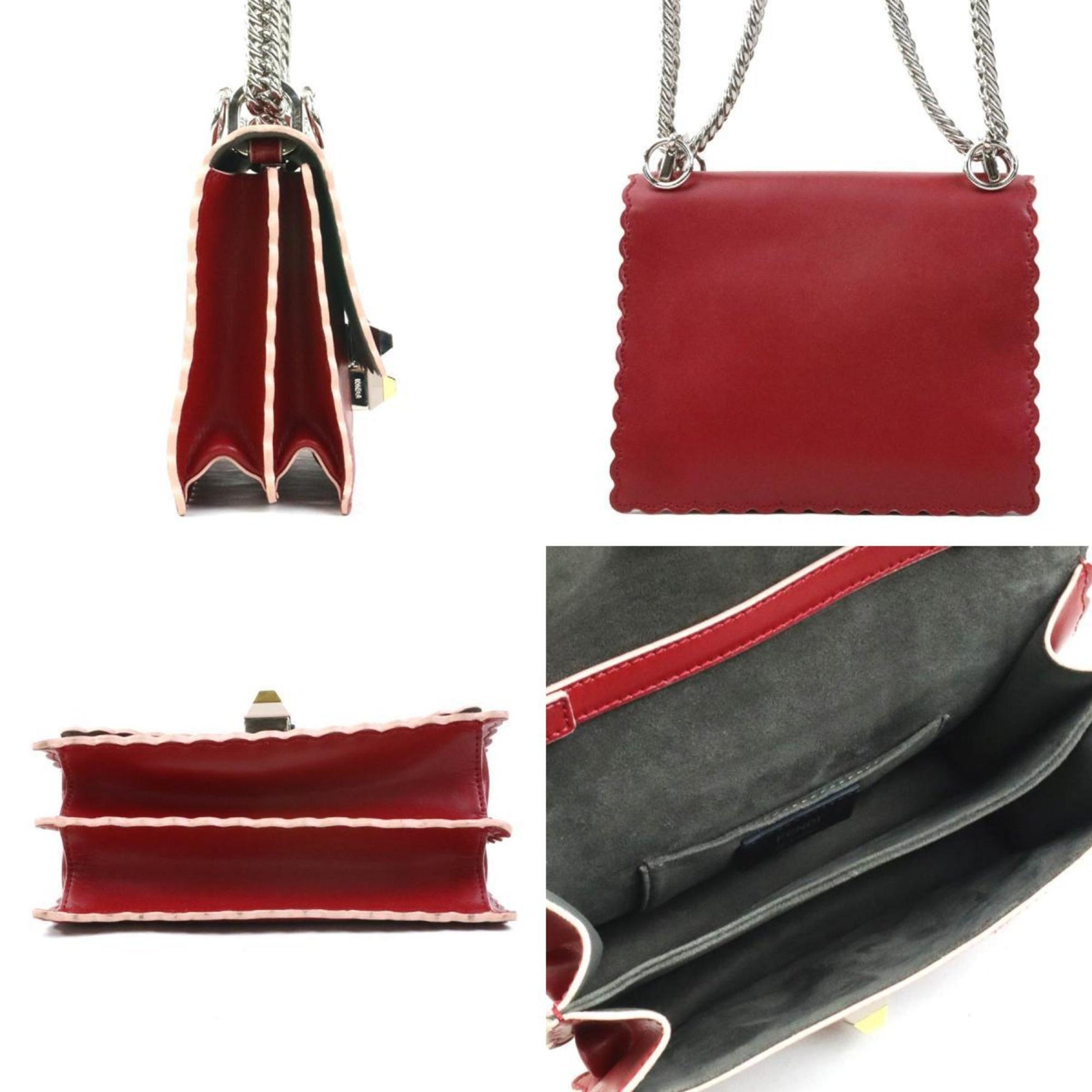 Fendi Canai Mini Shoulder Bag in Red Leather, OZC