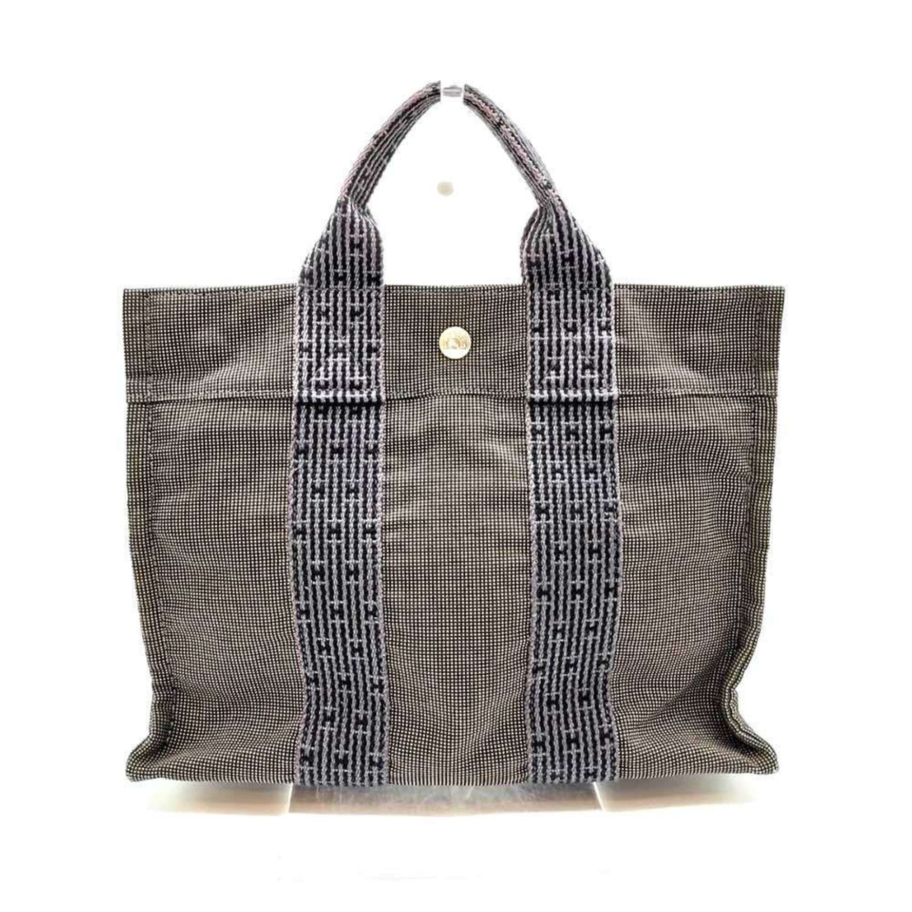 Hermes Air Line Tote PM Grey Canvas Handbag Bag