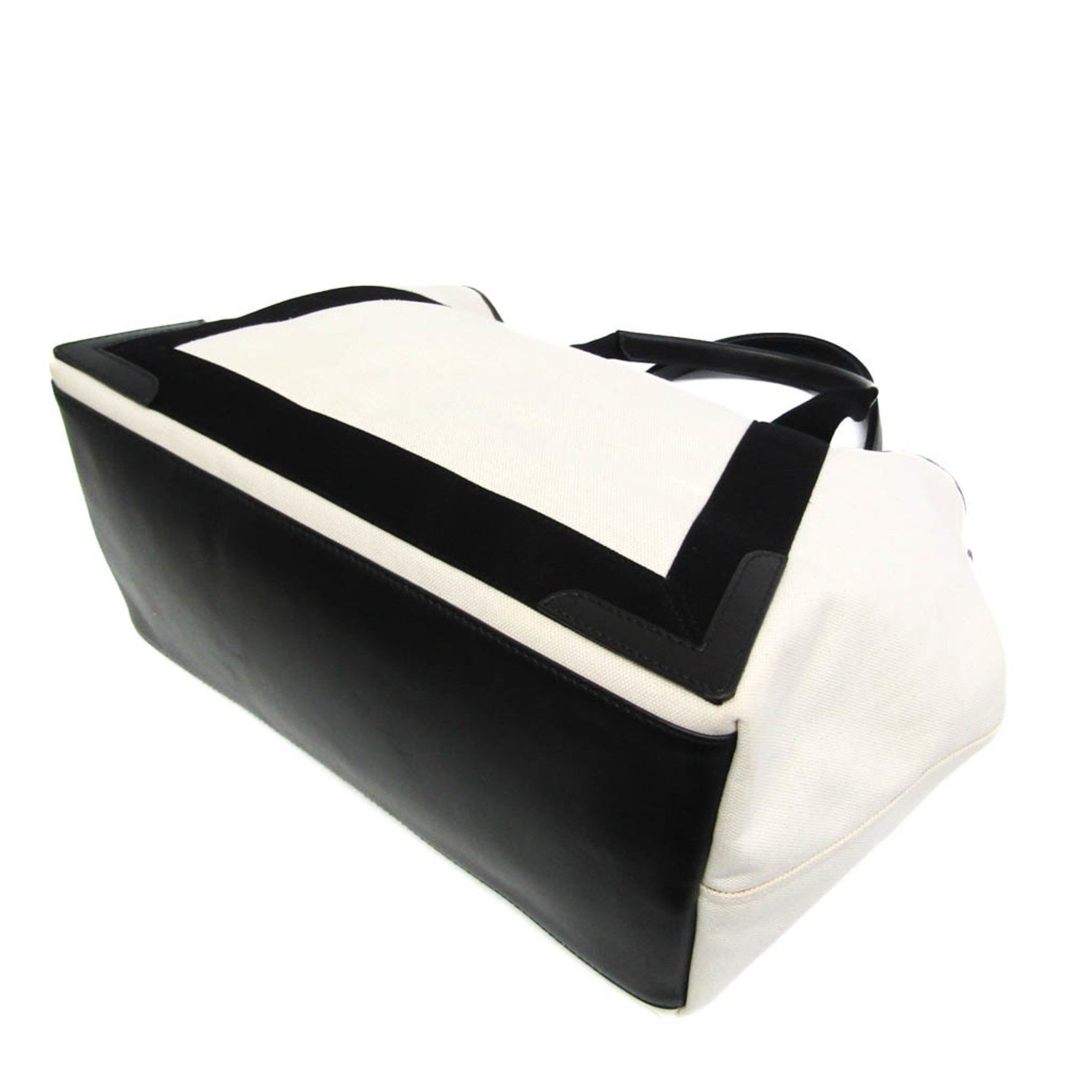 Balenciaga Navy Cabas M Men,Women Canvas,Leather Handbag,Tote Bag Black,Off-white
