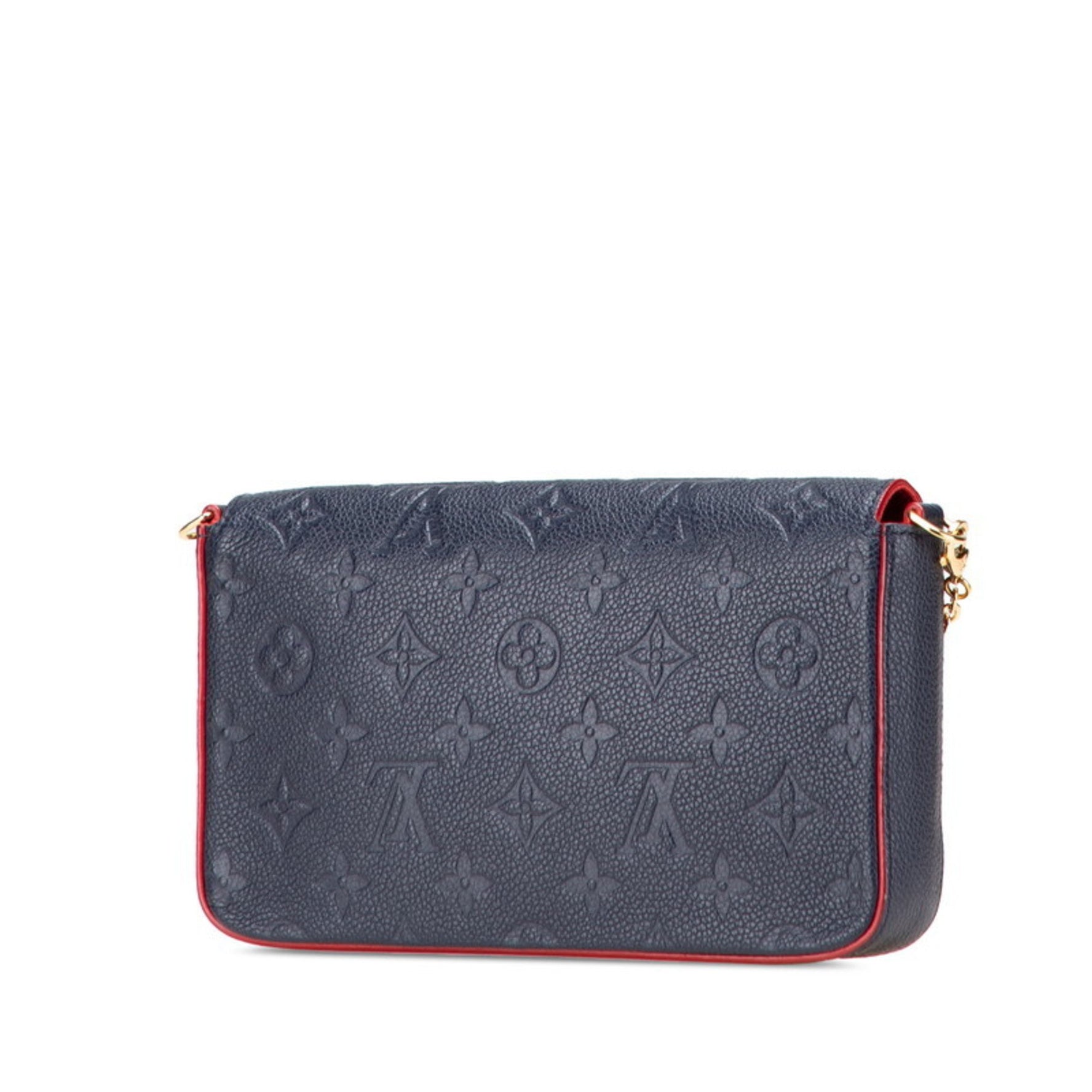 Louis Vuitton Monogram Empreinte Pochette Felicie Crossbody Chain Shoulder Bag Marine Rouge Navy Leather