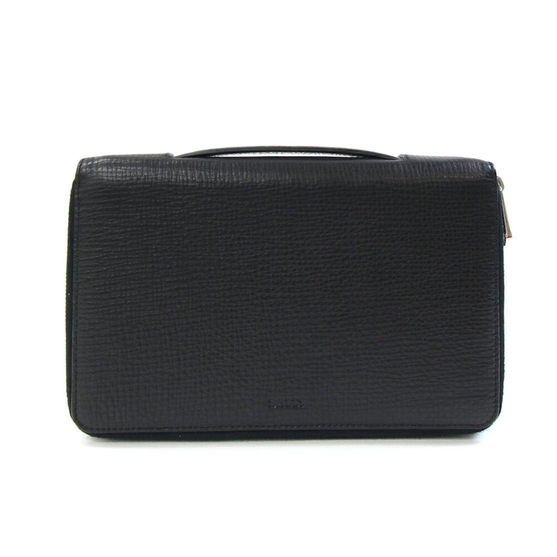 BALLY Clutch Bag Black Leather Second Handbag Travel Case Men's
