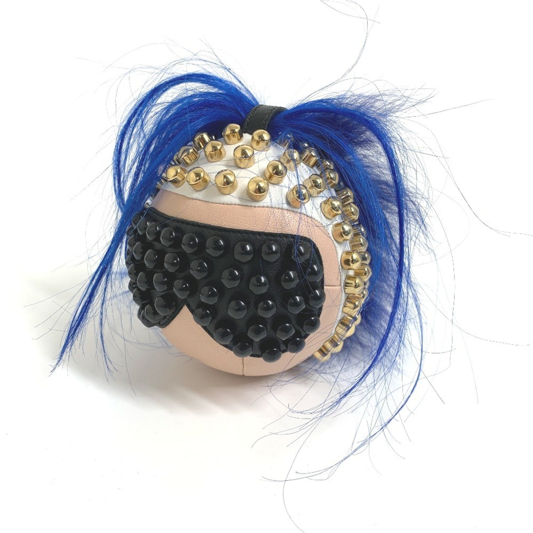 FENDI Karl Lagerfeld Studded Panquito Keychain Bag Charm Leather Multicolor