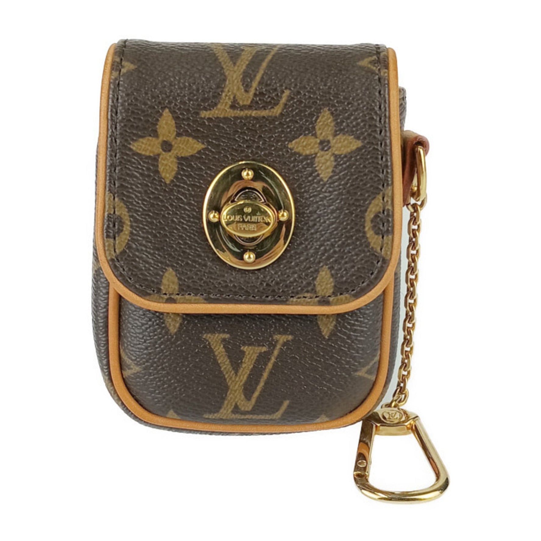 LOUIS VUITTON Louis Vuitton Pouch Monogram Pochette Traum M60020 Brown Leather Men's Women's Turn Lock