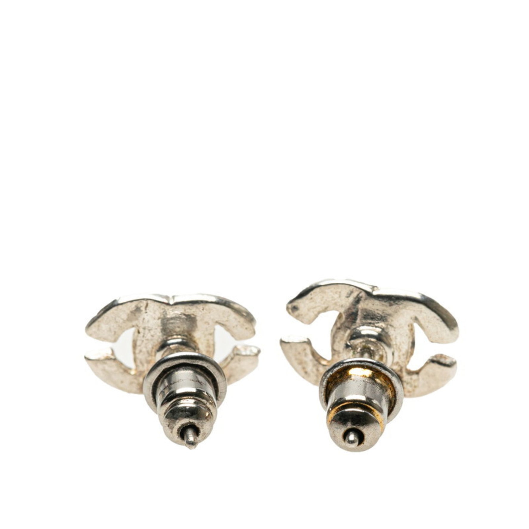 CHANEL Coco Mark Earrings in Silver and Yellow Metal