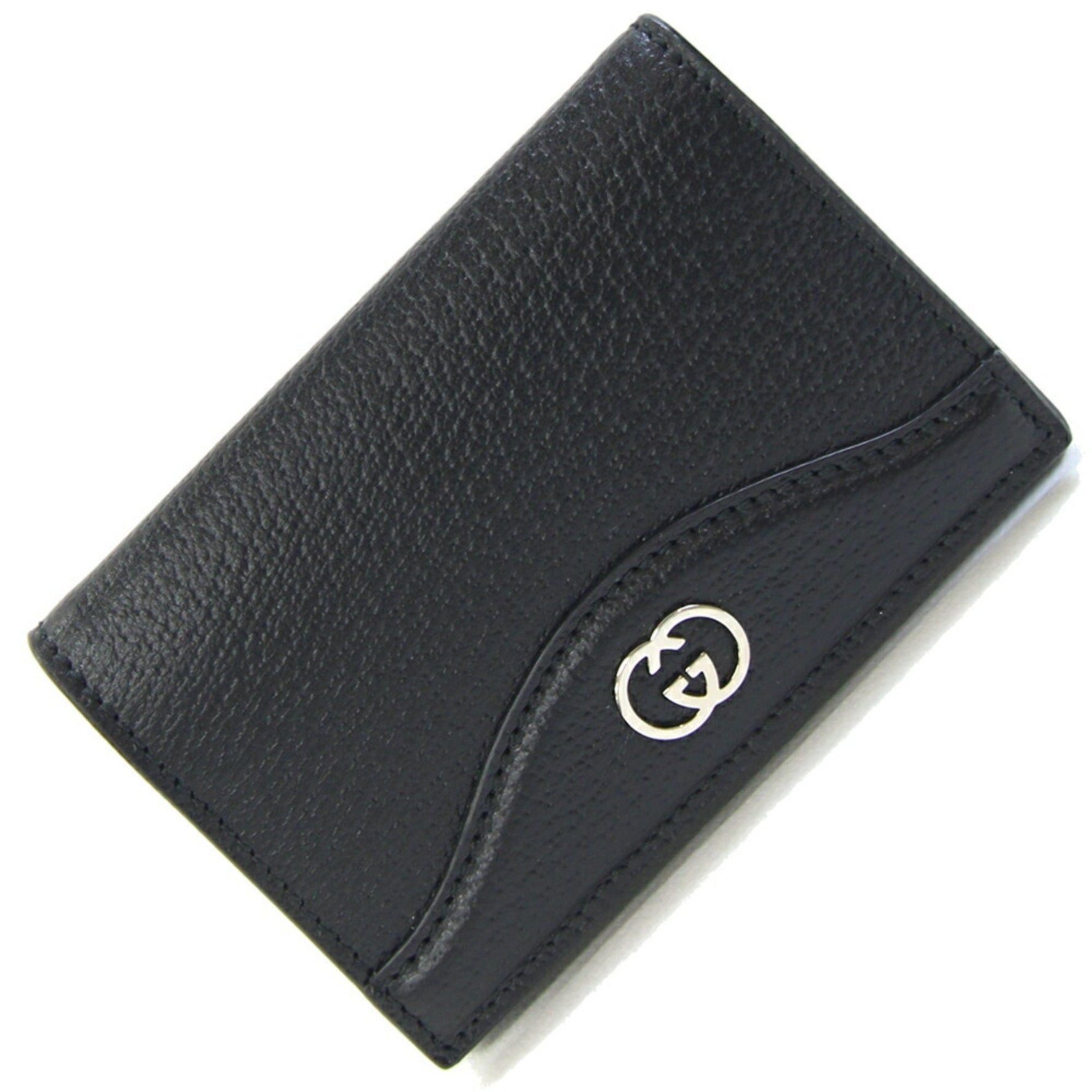 Gucci Interlocking G Business Card Case Black Leather Men's GUCCI