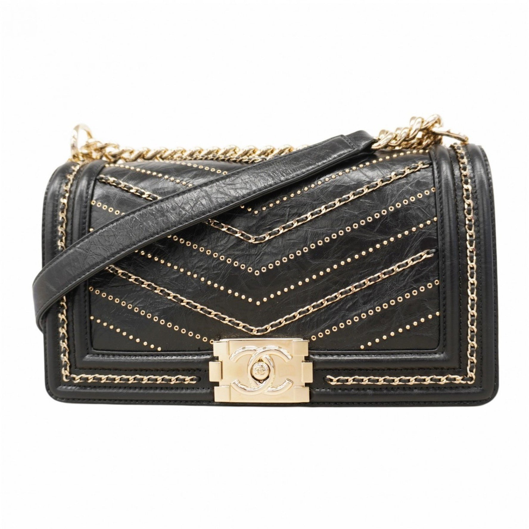 Chanel Boy Shoulder Bag, Chain Calfskin