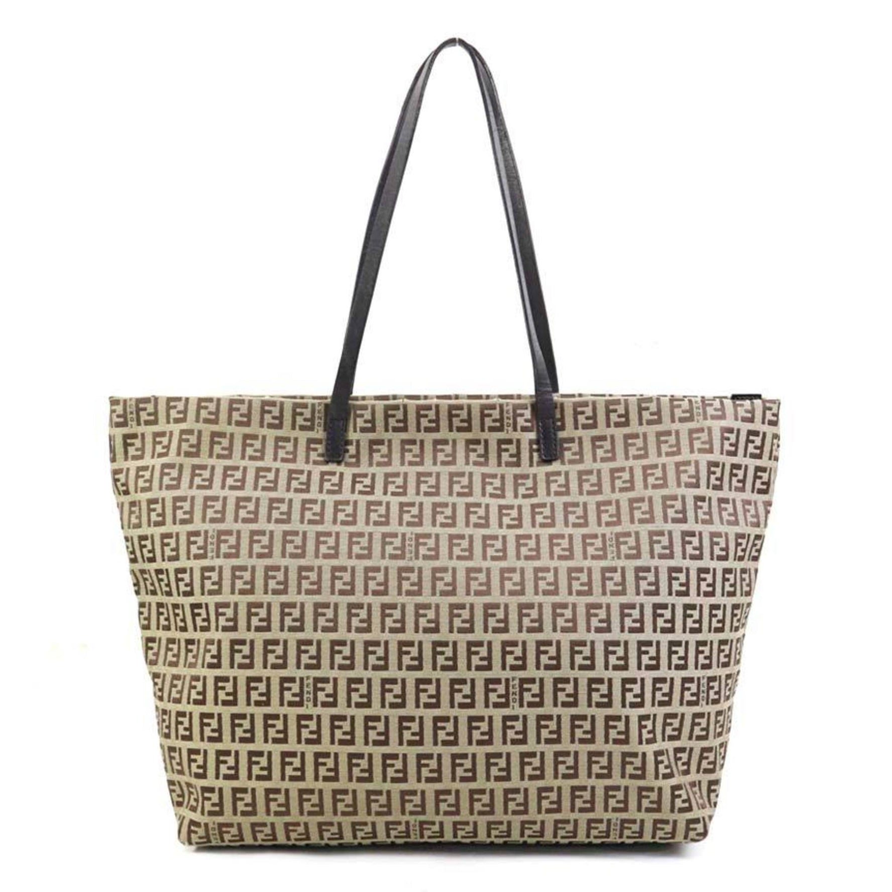 FENDI Shoulder Bag Tote Zucchino Canvas Leather