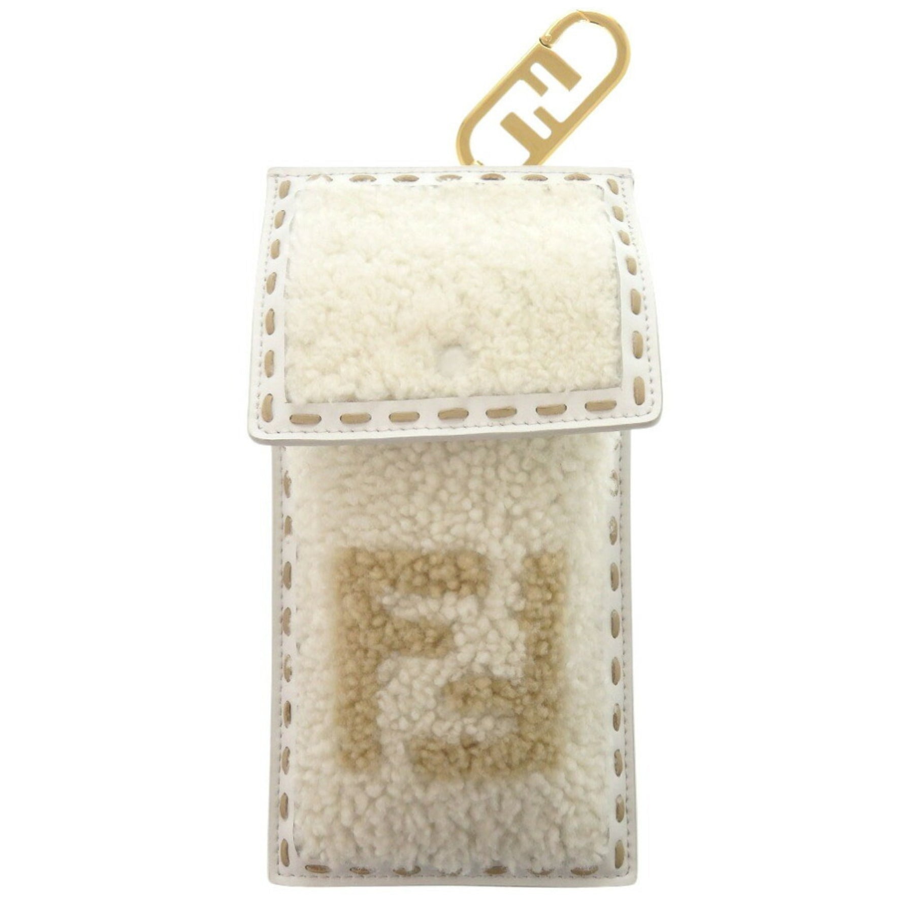 Like new Fendi phone holder bag charm mouton/leather pouch