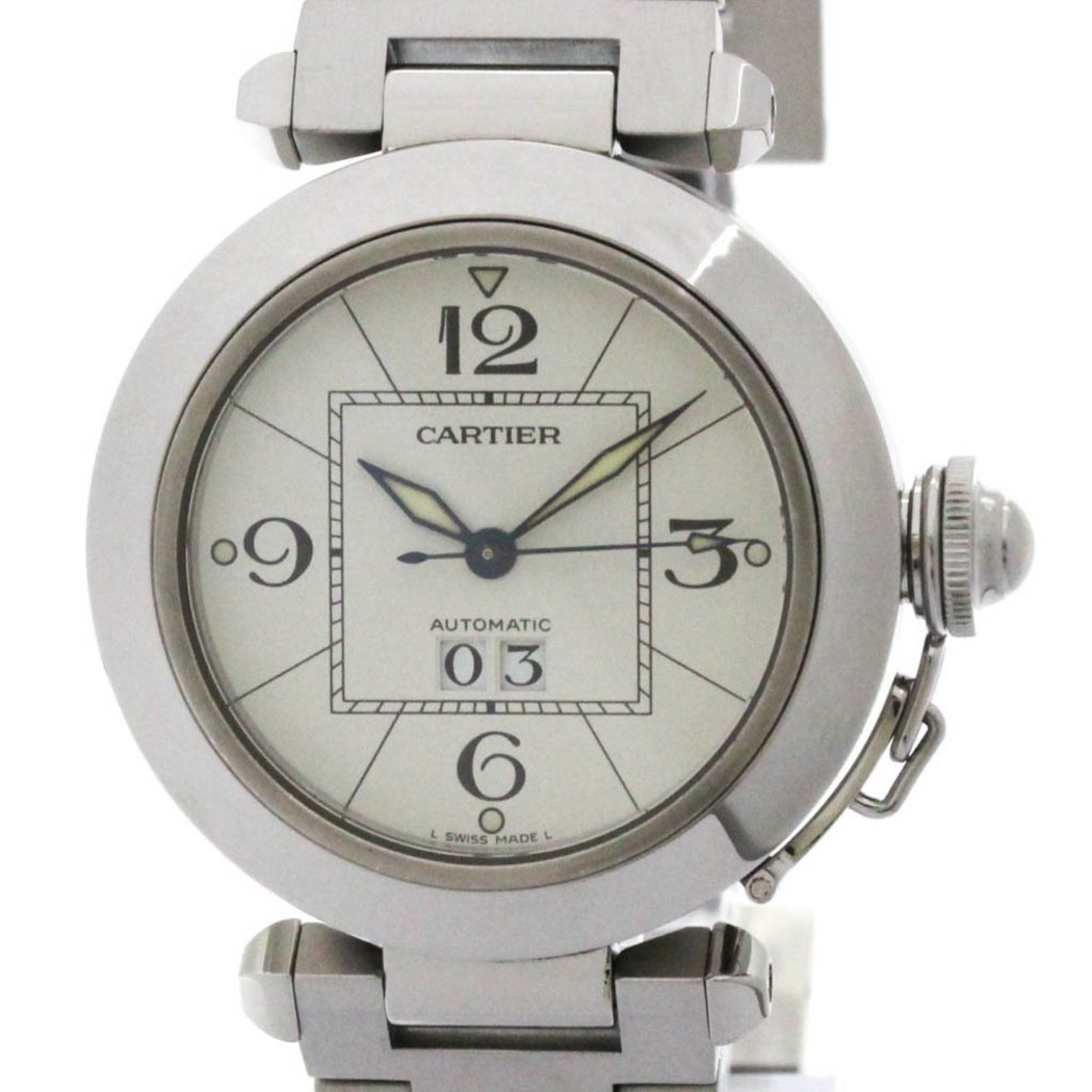 CARTIER Pasha C Big Date Steel Automatic Watch Polished