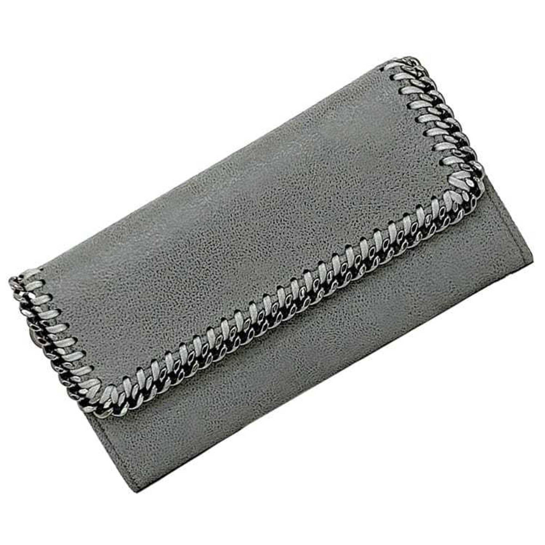 Stella McCartney Bi-fold Long Wallet ec-22873 Grey Falabella W9132 SP20 PVC STELLA McCARTNEY Chain Flap Women's