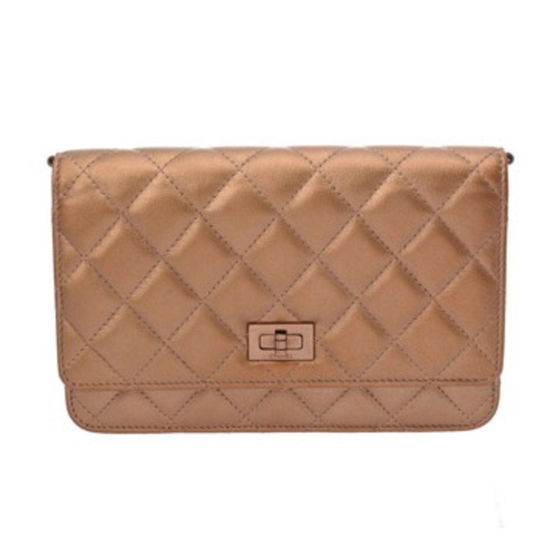 CHANEL 2.55 Matelasse Chain Wallet in Pink Bronze, Lambskin Shoulder Bag