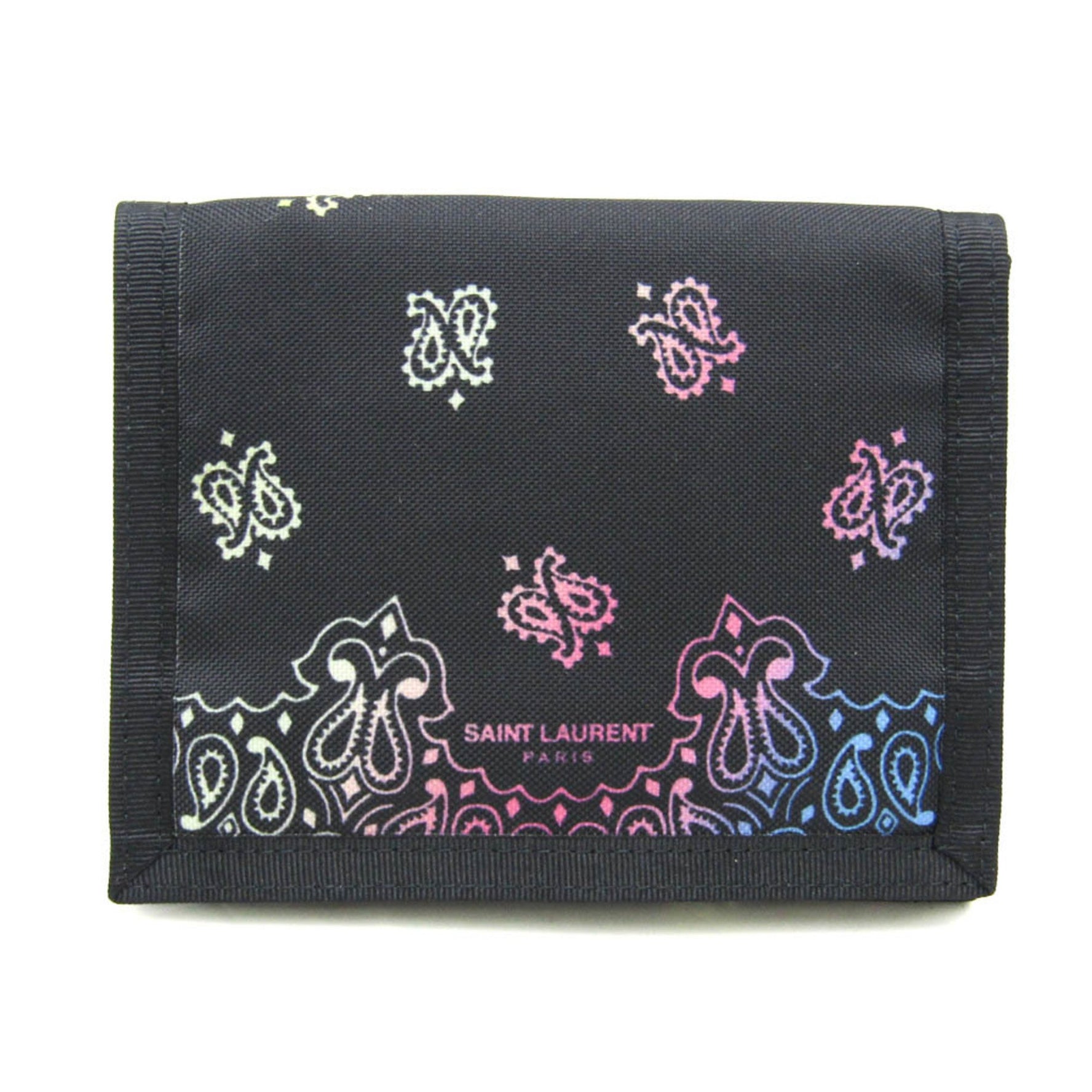 Saint Laurent Paisley Velcro closure Men,Women Nylon,Polyester Wallet (tri-fold) Black,Multi-color