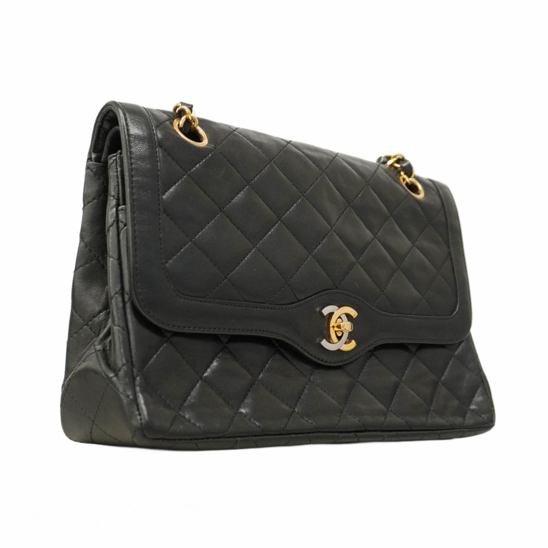 Chanel Matelasse Shoulder Bag, Paris Limited Edition, Double Flap, Chain, Lambskin, Gold