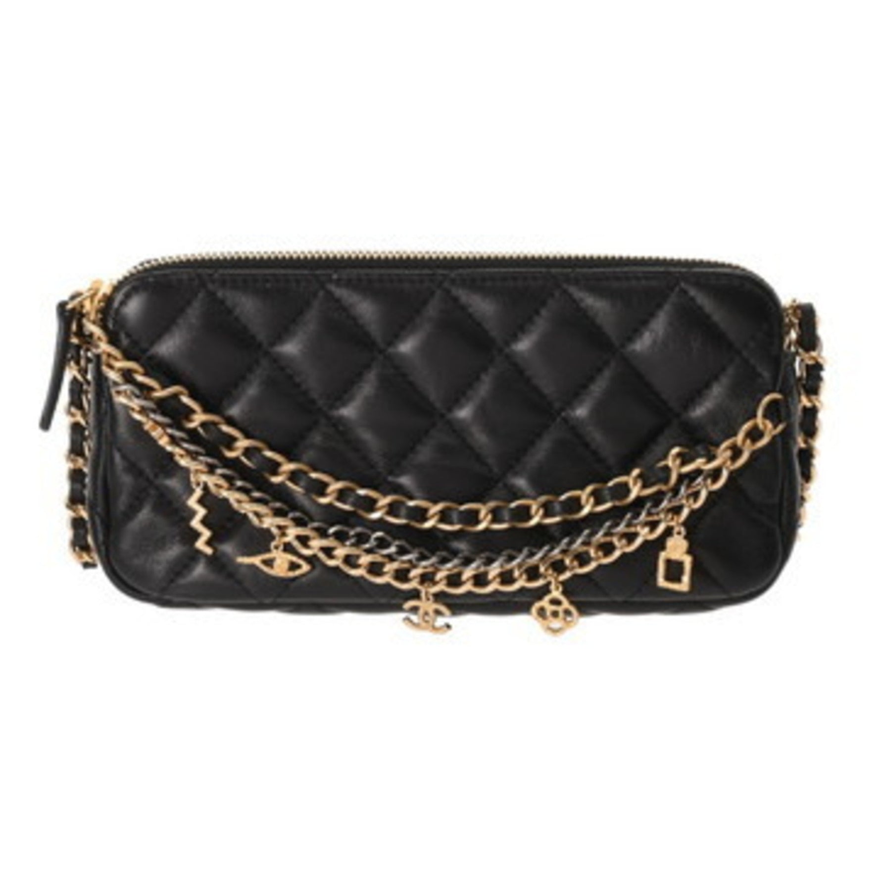 CHANEL Matelasse Phone Case Shoulder Bag with Double Zip, Lambskin