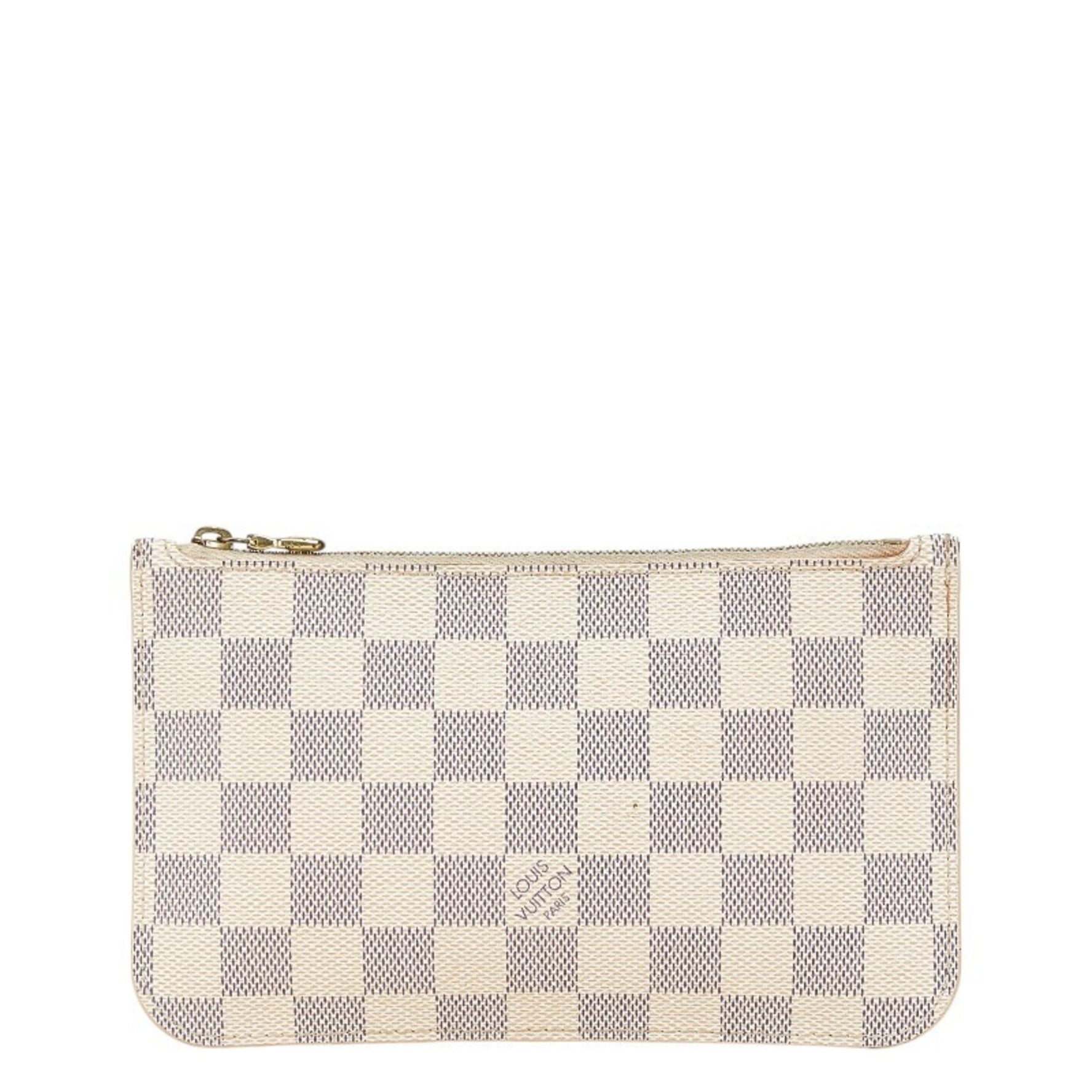 Louis Vuitton Damier Azur Neverfull PM Accessory Pouch White PVC Leather