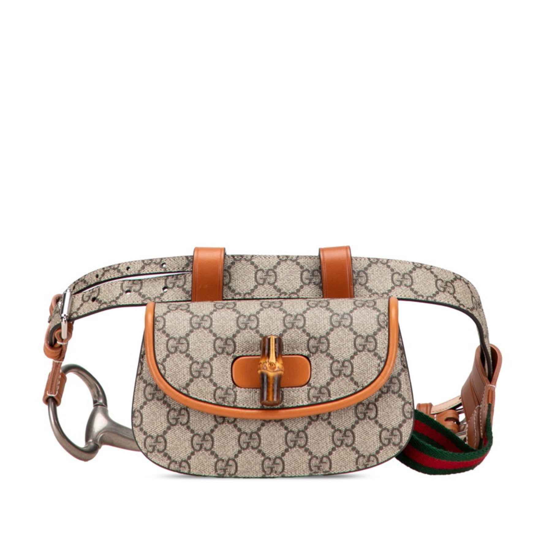 Gucci GG Supreme Bamboo Belt Bag/Waist Bag Beige/Brown Leather