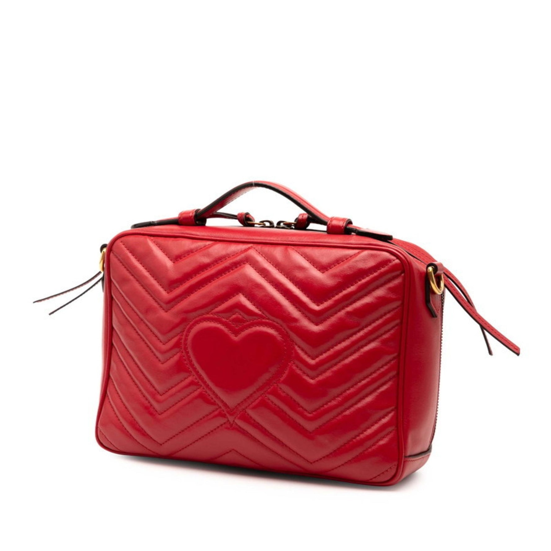 Gucci GG Marmont Chain Shoulder Bag Red Leather