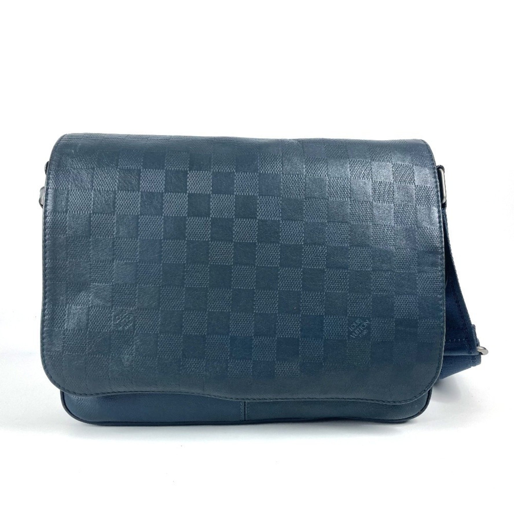 LOUIS VUITTON N41285 Damier Infini District PM Crossbody Bag Flap Messenger Shoulder Leather Men's Women's Cosmos Navy