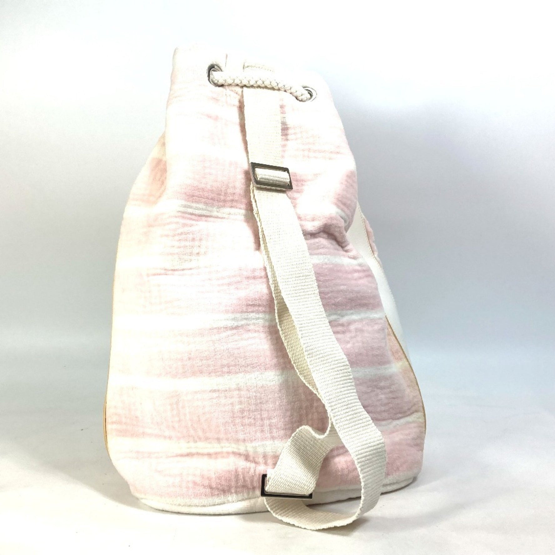 CHANEL Beach Bag, CC, Coco Mark, Border, Pile, Drawstring, Cotton, Pink