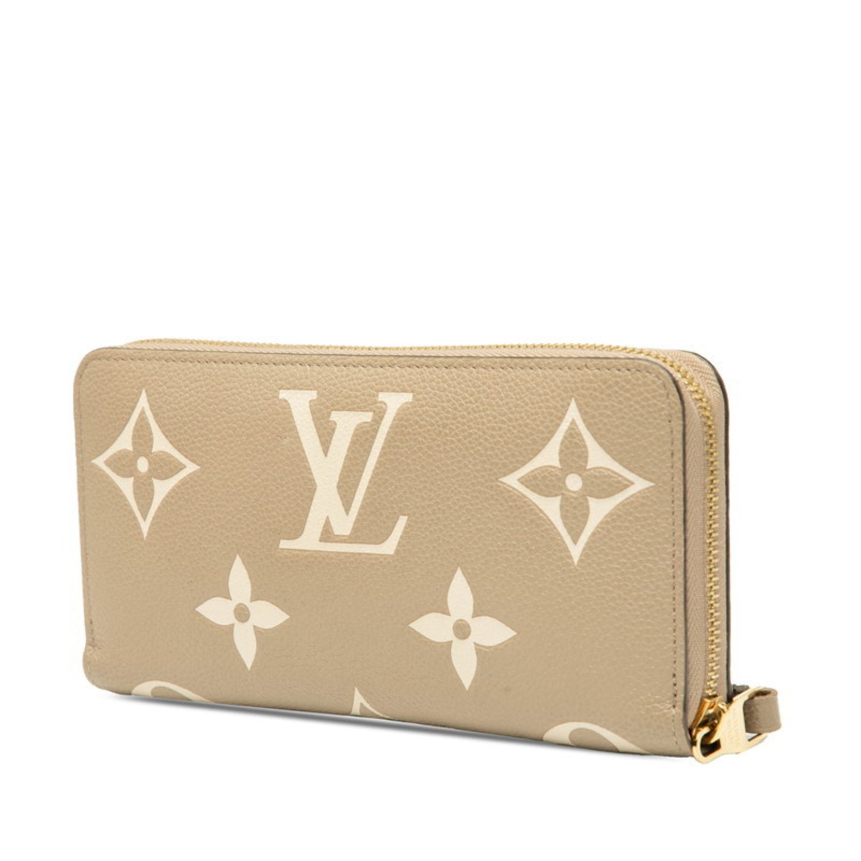 Louis Vuitton Monogram Empreinte Zippy Wallet, Round Zipper Long Wallet Tourtrell Crème Leather, LOUIS VUITTON