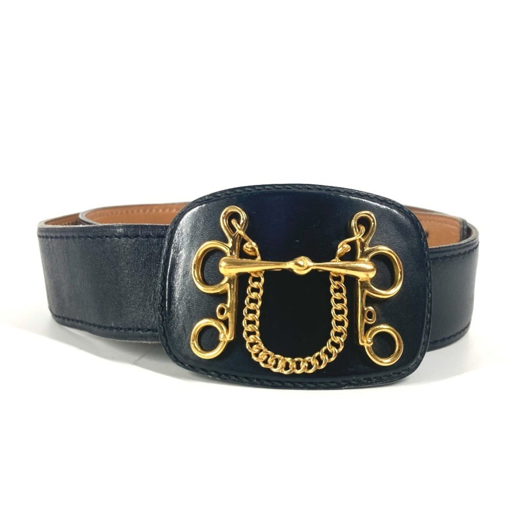 HERMES Vintage Buckle Belt Leather