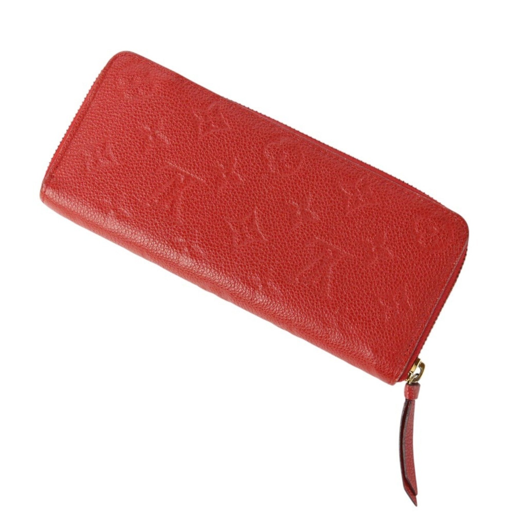 LOUIS VUITTON Louis Vuitton Portefeuille Clemence Monogram Empreinte Long Wallet M60169 Cerise Red Women's