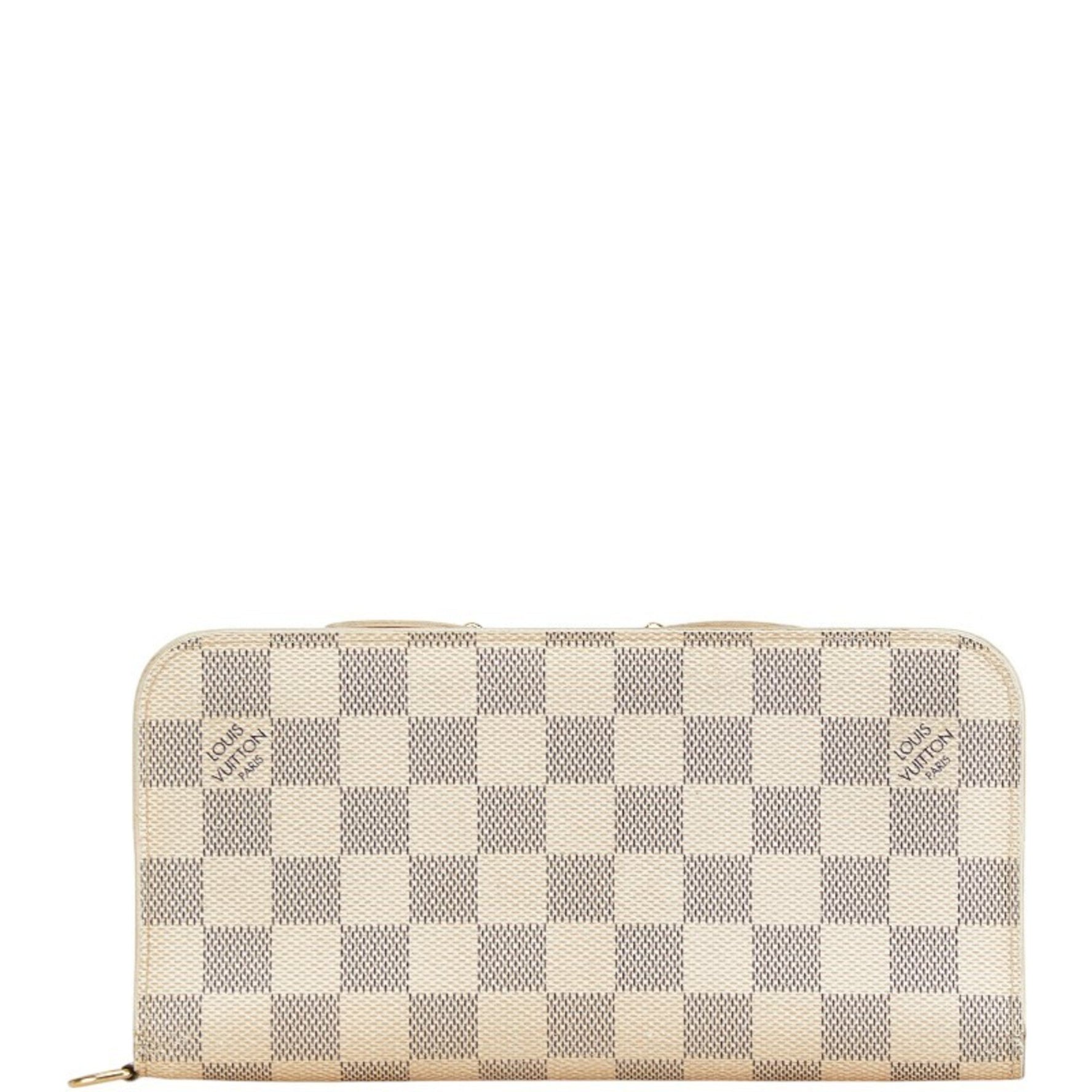 Louis Vuitton Damier Azur Portefeuille Ansolite Long Wallet N63072 White Leather Women's LOUIS VUITTON
