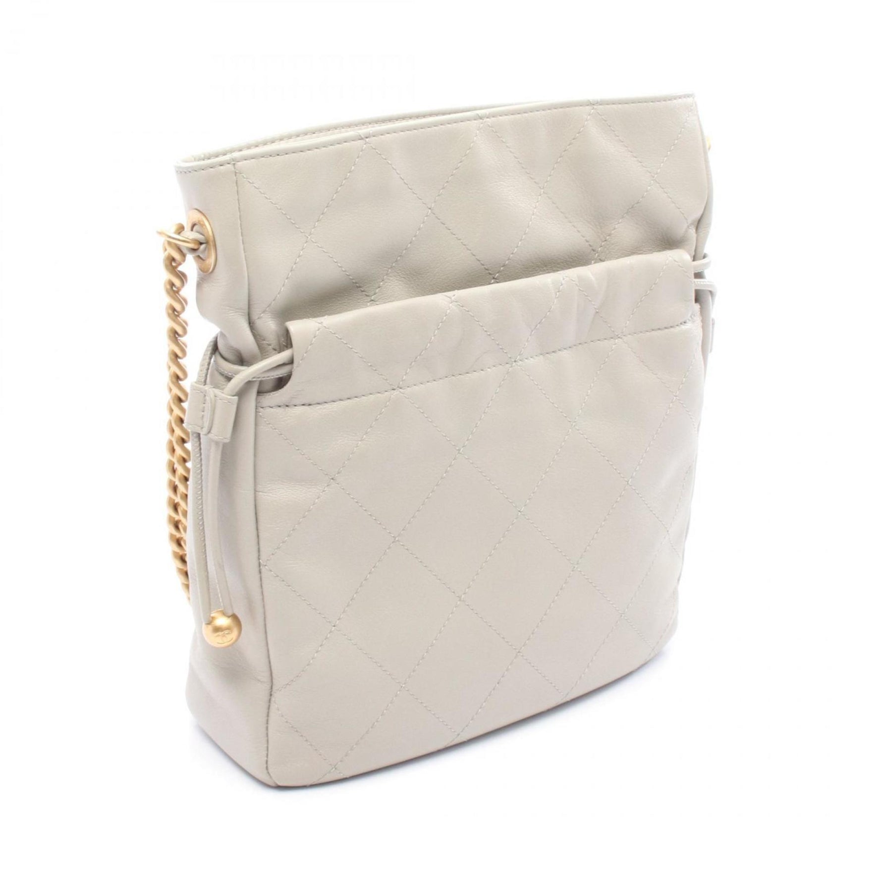 CHANEL Matelasse Shoulder Bag, Lambskin Leather, Women's, Gray
