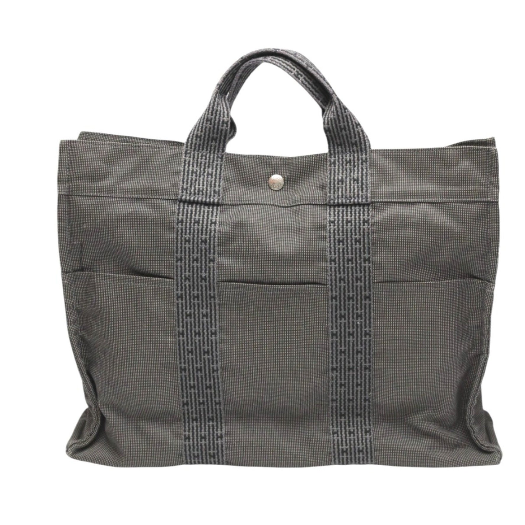 Hermes Tote Bag MM Air Line Canvas Grey