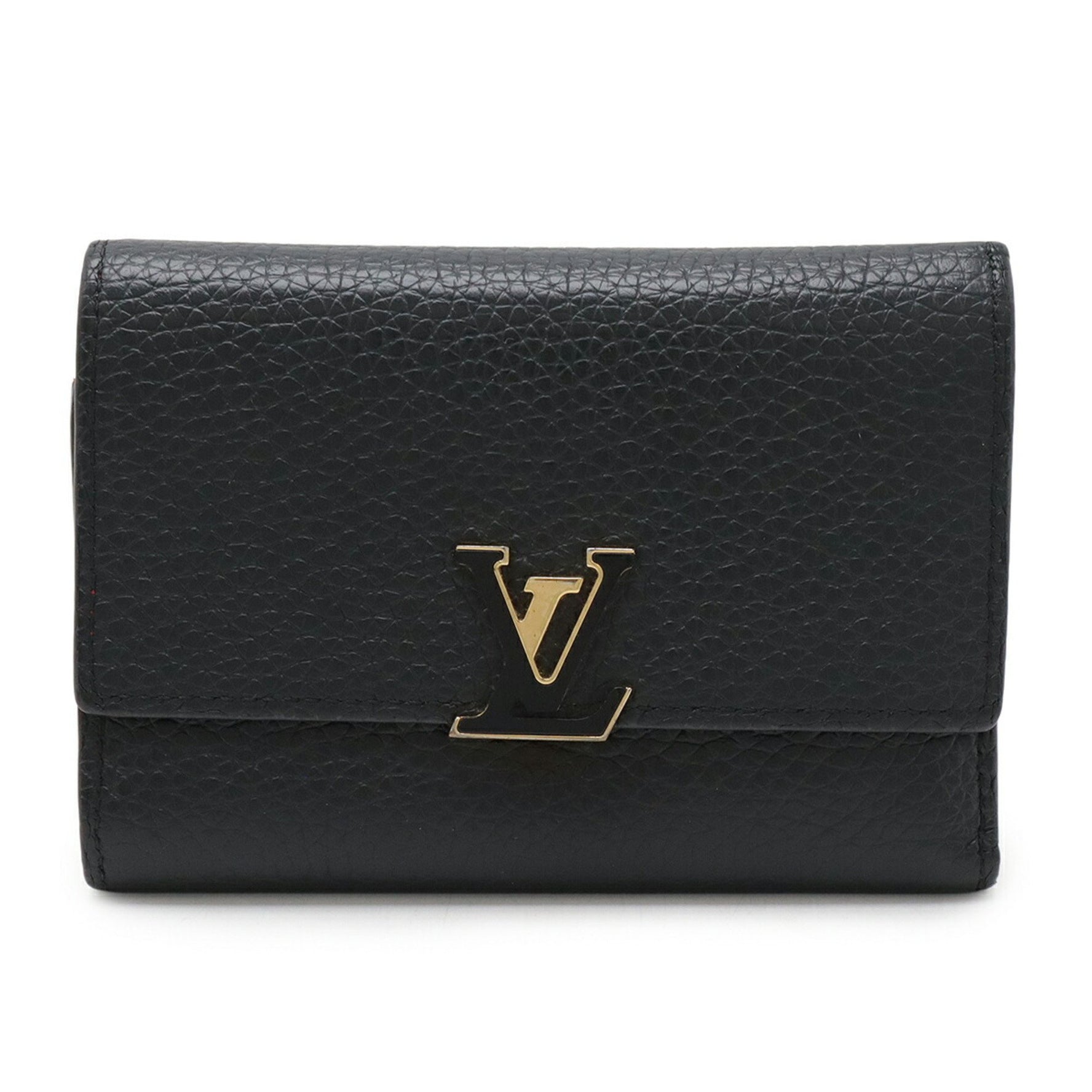 Louis Vuitton Portefeuille Capucines Compact Tri-fold Wallet in Taurillon Leather Noir and Hot Pink