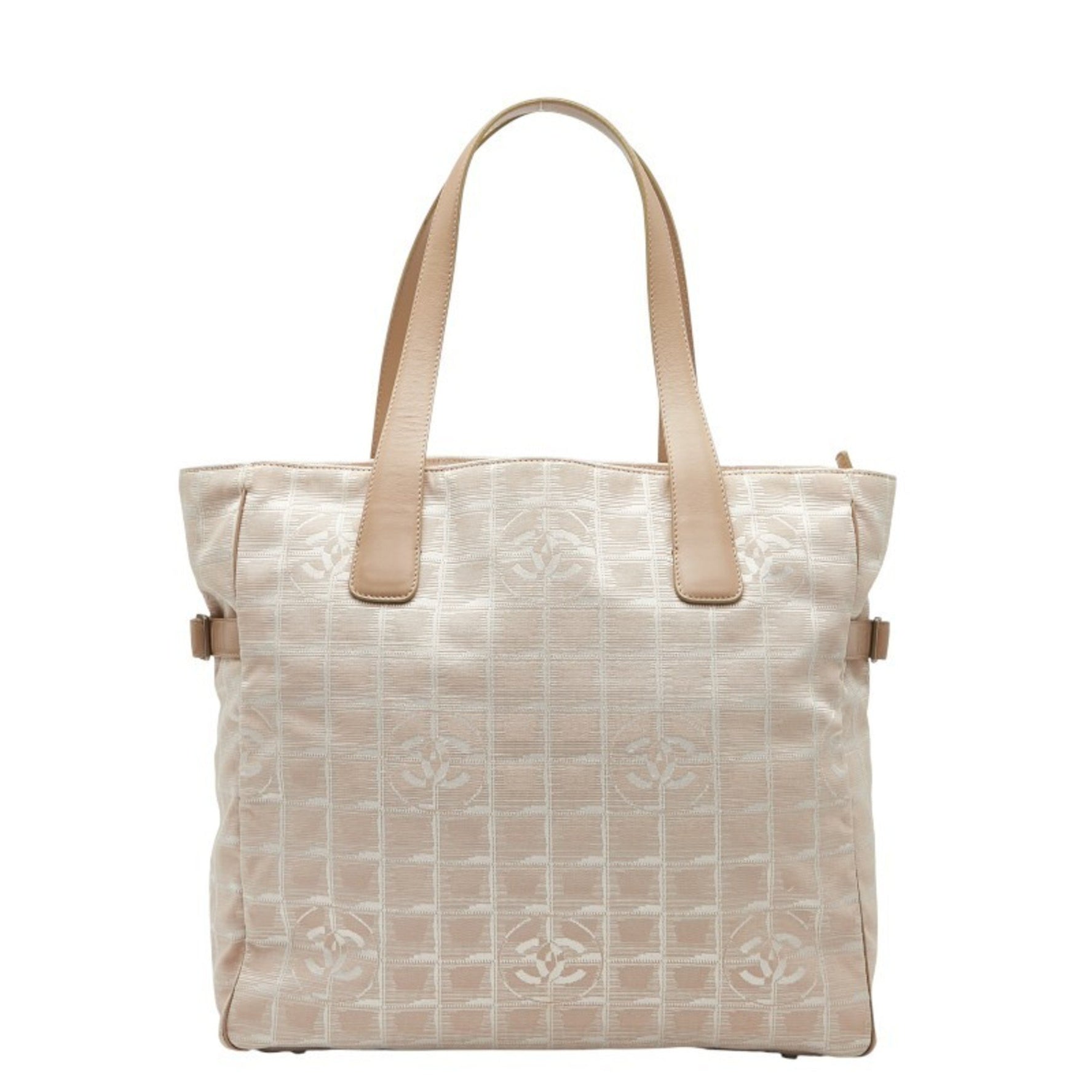 Chanel New Travel Line Coco Mark Tote Bag in Pink Beige Canvas and Leather