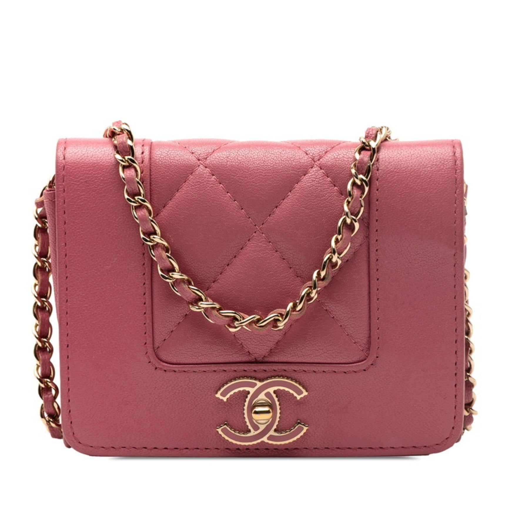 CHANEL Coco Mark Mademoiselle Mini Chain Wallet Shoulder Bag in Lambskin