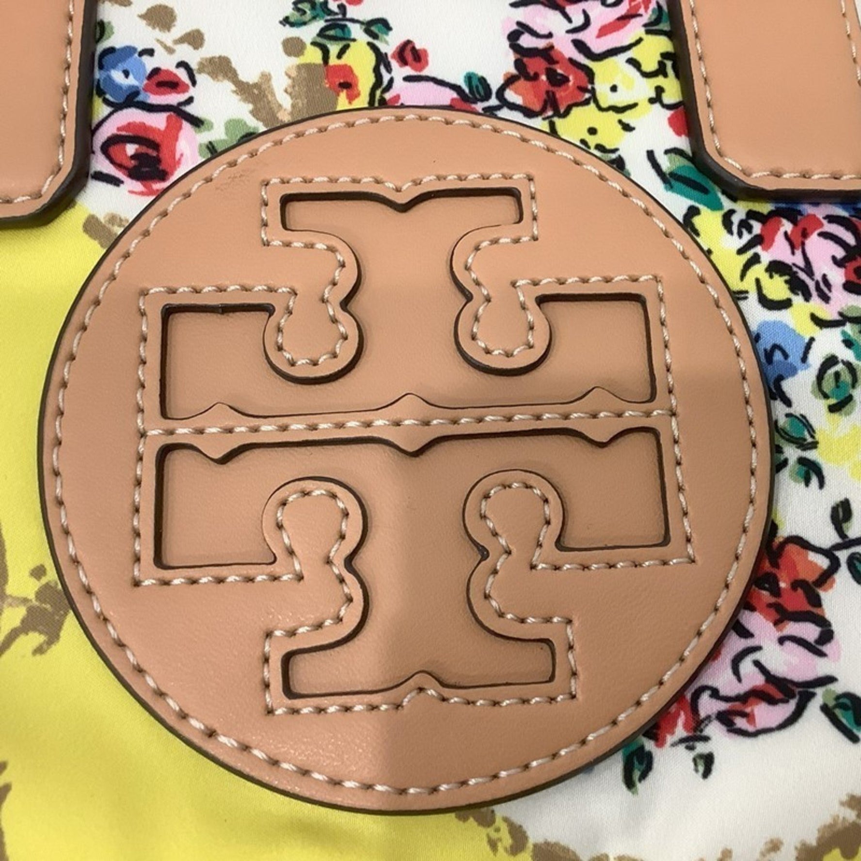 TORY BURCH Ella Micro Tote Bag Floral Flower Print Yellow Pochette JA-19992
