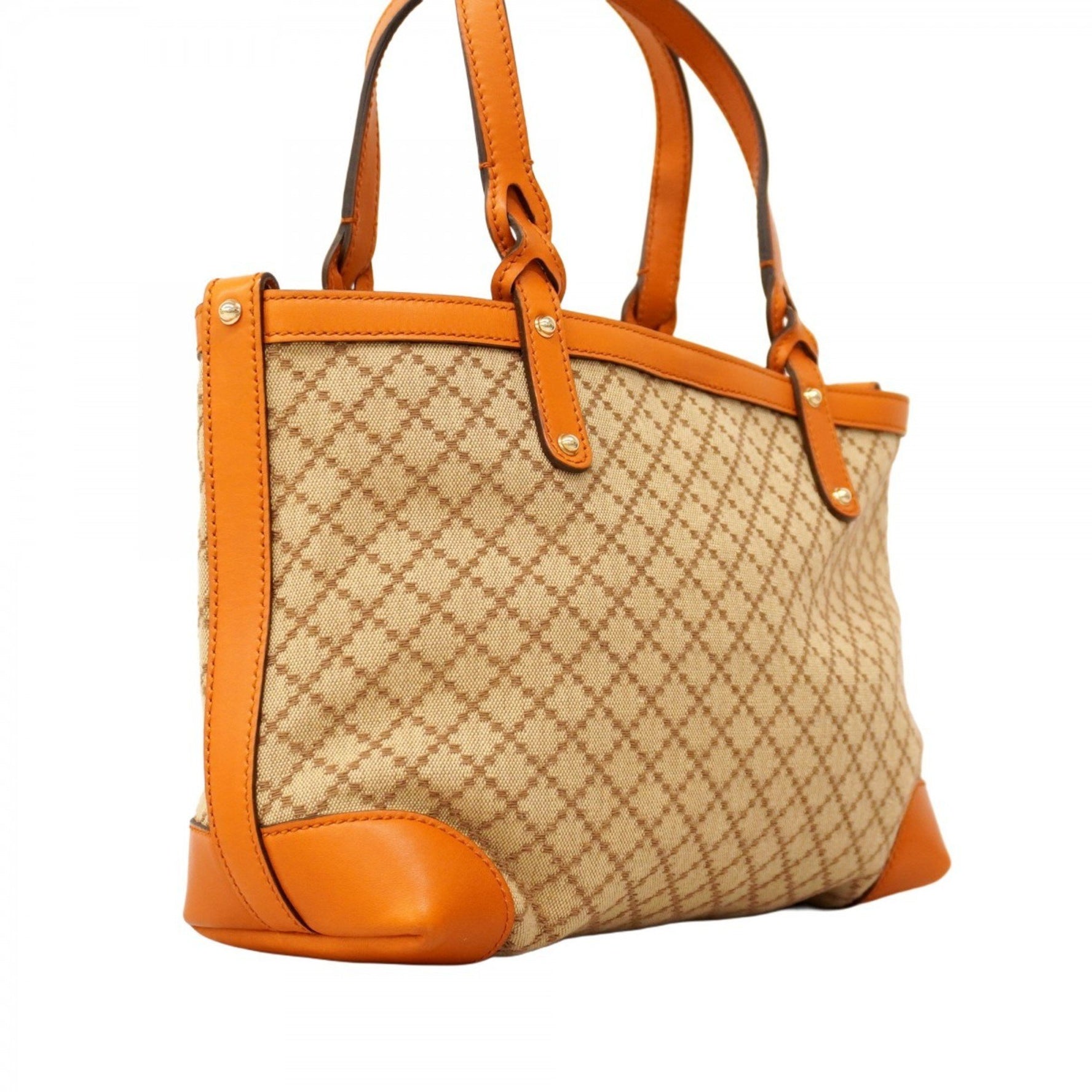 Gucci Diamante Tote Bag Canvas Beige Orange Champagne