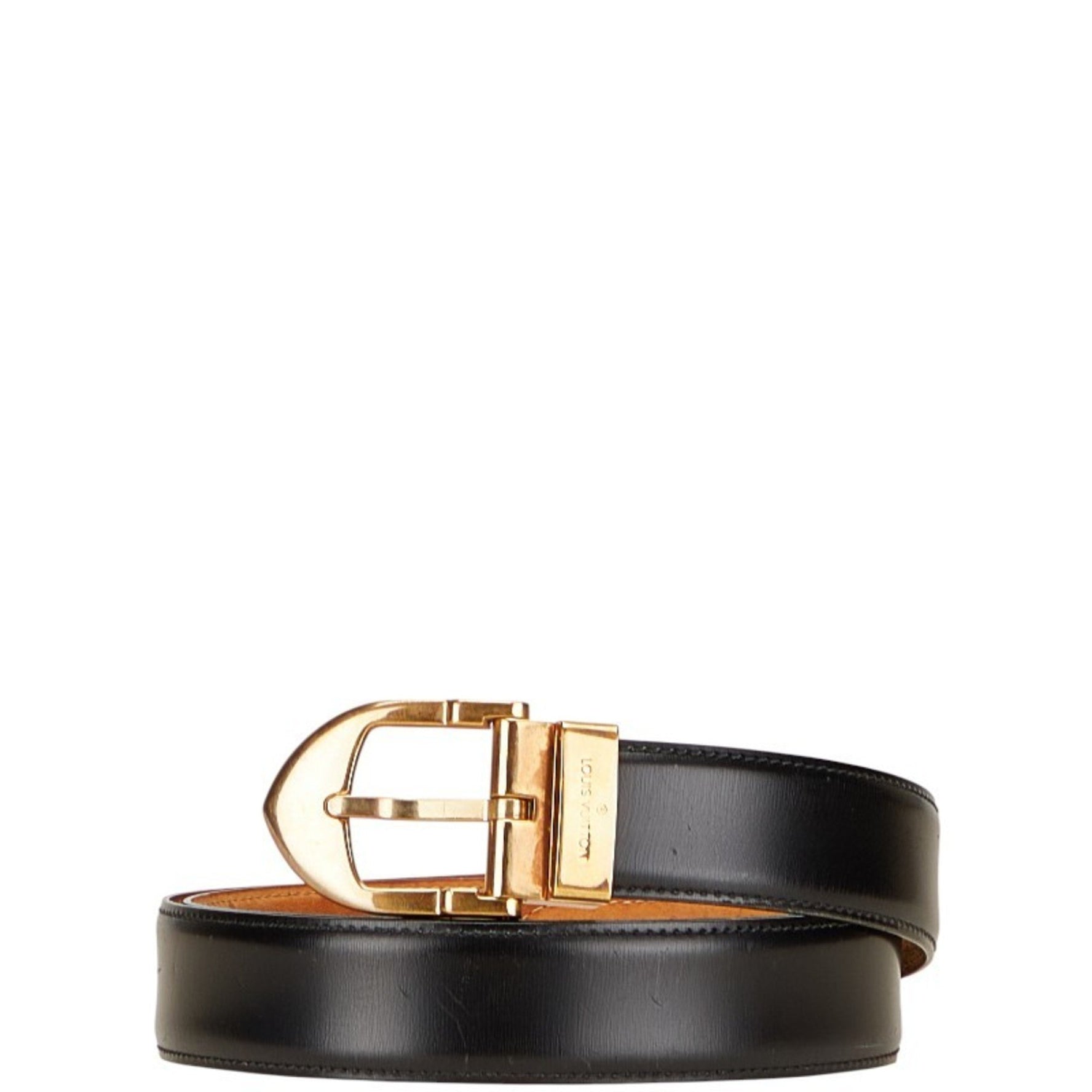 Louis Vuitton Santur Classic Belt Gold Plated Leather LOUIS VUITTON